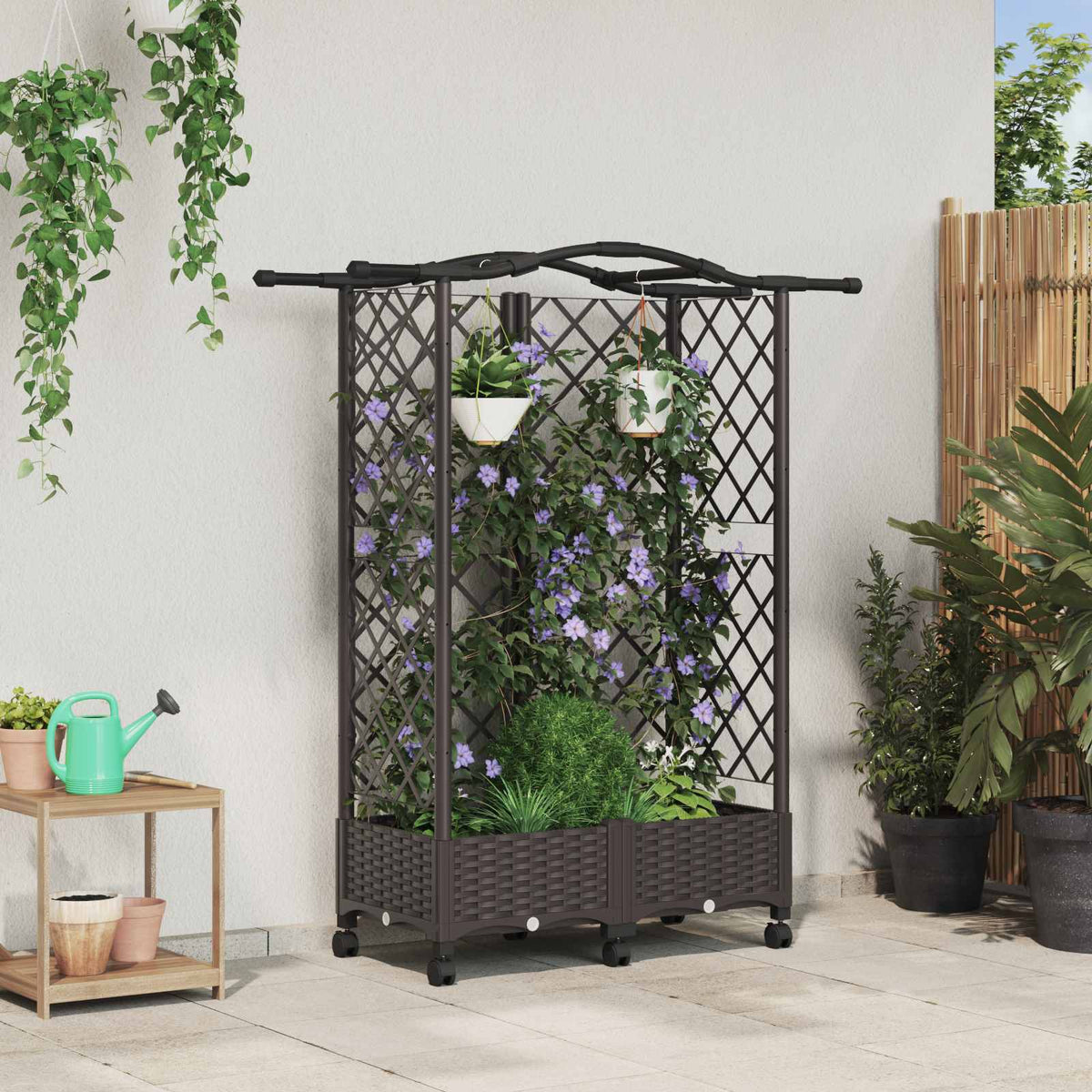 Povišeni krevet s mrežom i krovom Smeđa 124 x 40 x 129 cm PP