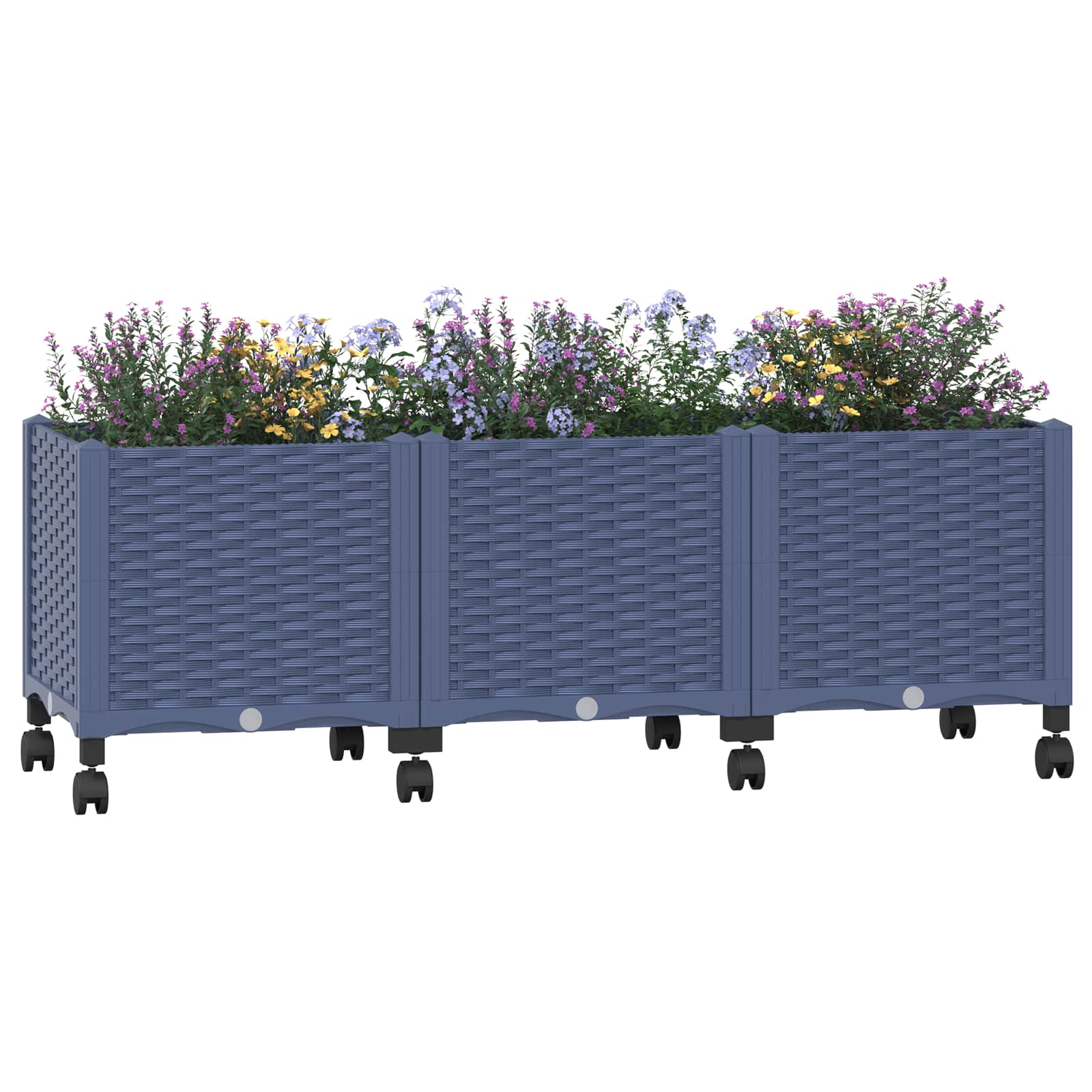 Vrtni saksija s kotačima Plavo Sivo 120 x 40 x 48 cm PP