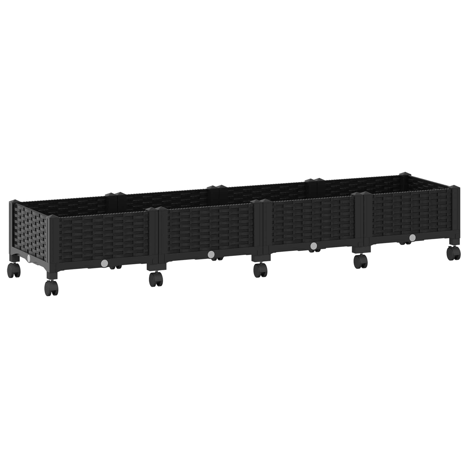 Vrtni saksija s kotačima Crna 160 x 40 x 29 cm PP