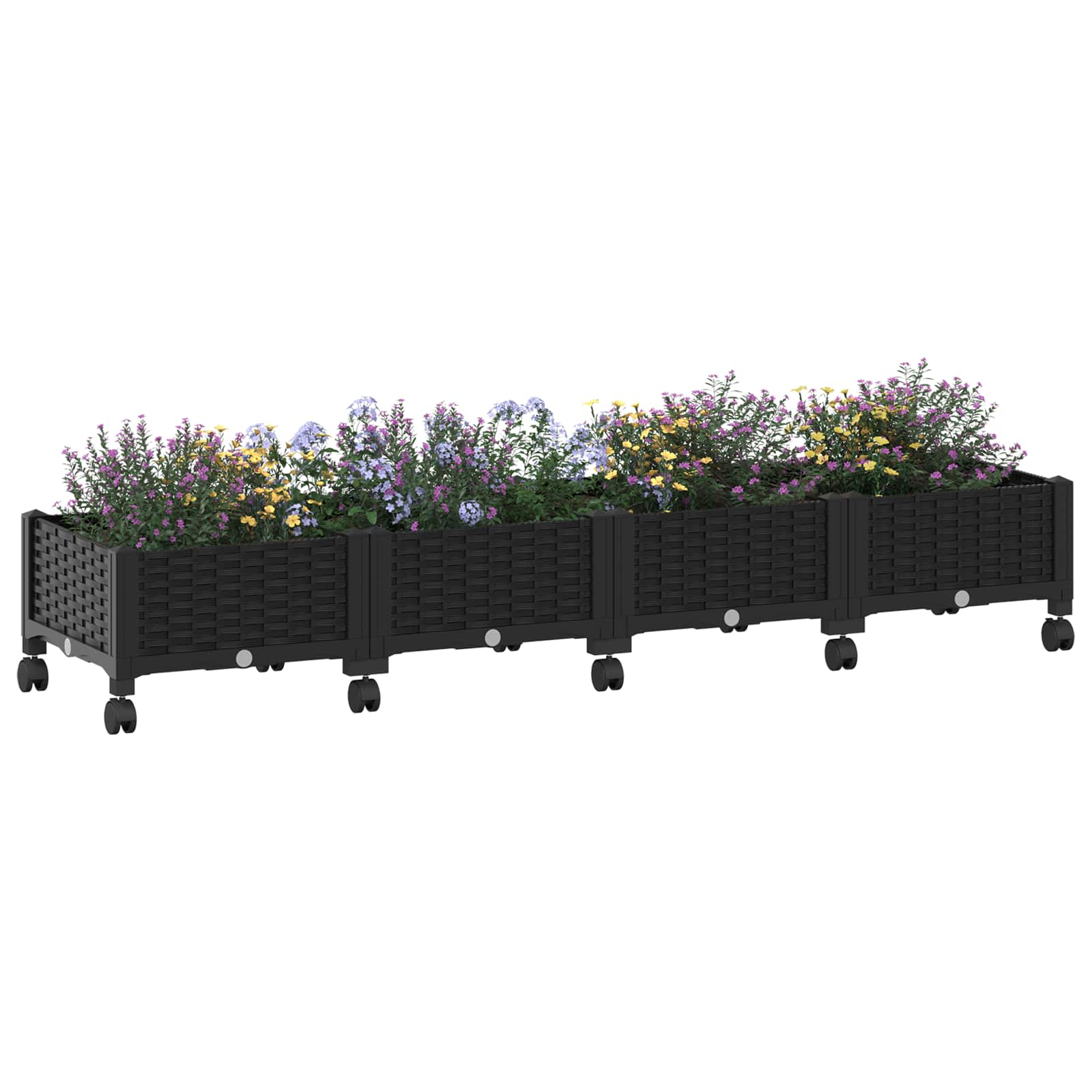 Vrtni saksija s kotačima Crna 160 x 40 x 29 cm PP