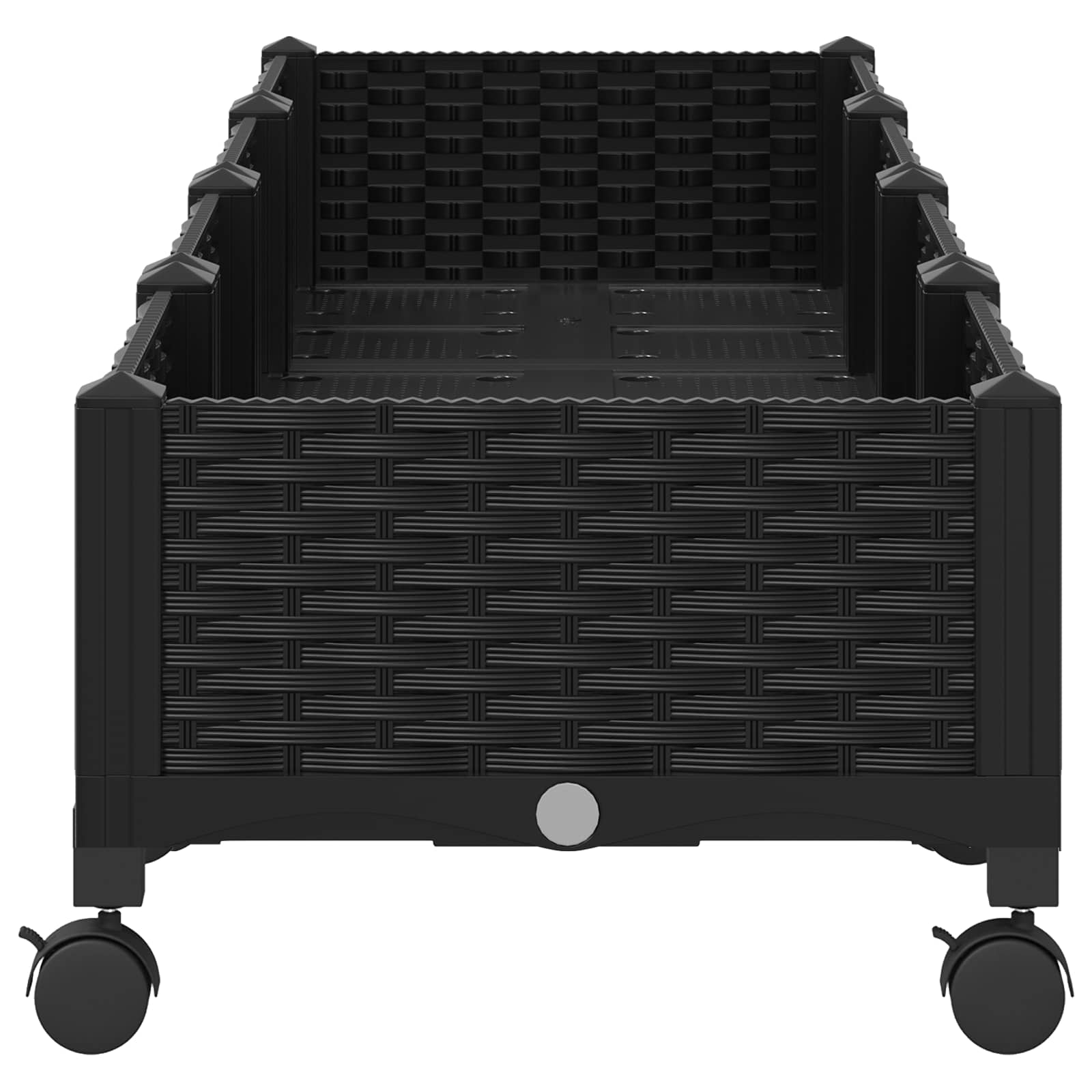 Vrtni saksija s kotačima Crna 160 x 40 x 29 cm PP