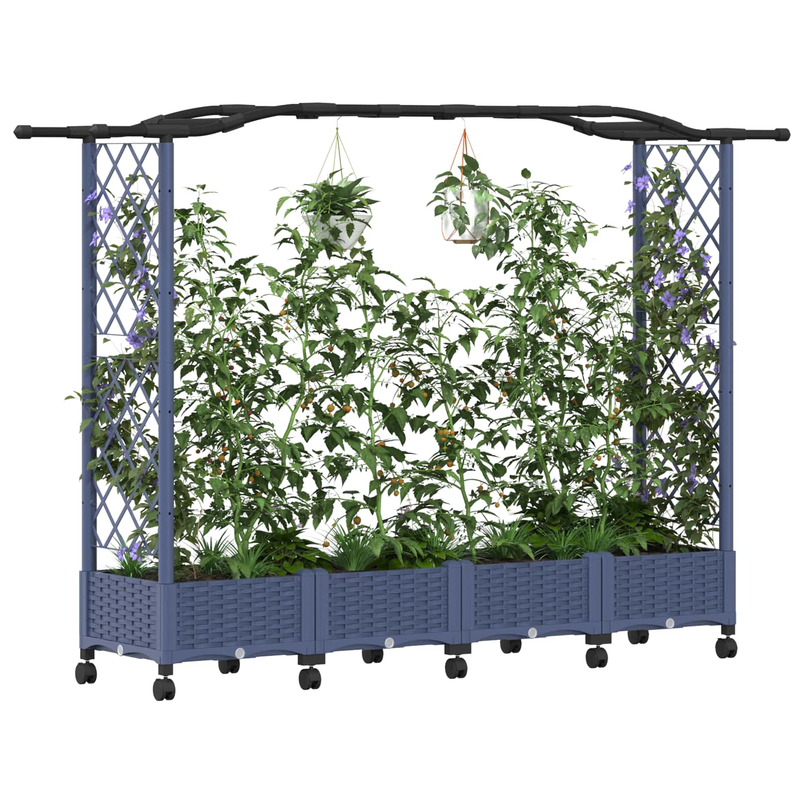 Povišeni krevet s mrežom i krovom Siva 207 x 40 x 129 cm PP