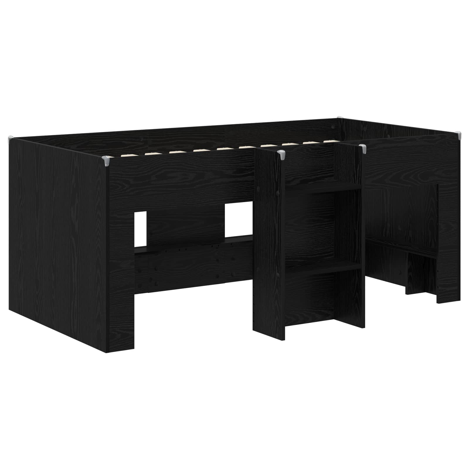 Kreveta za visoko spavanje djece 2 pcs Crni hrast