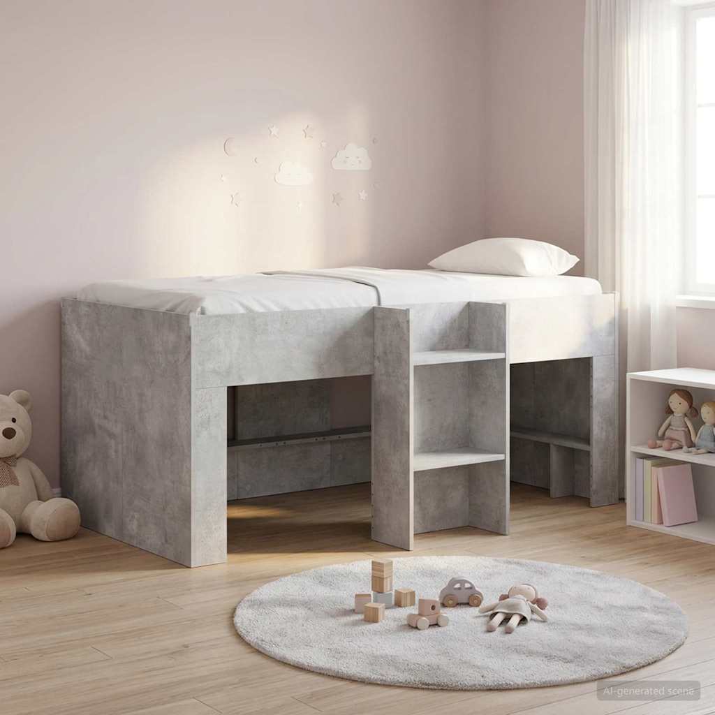 Kreveta za visoko spavanje djece 2 pcs Beton Konstruirano drvo