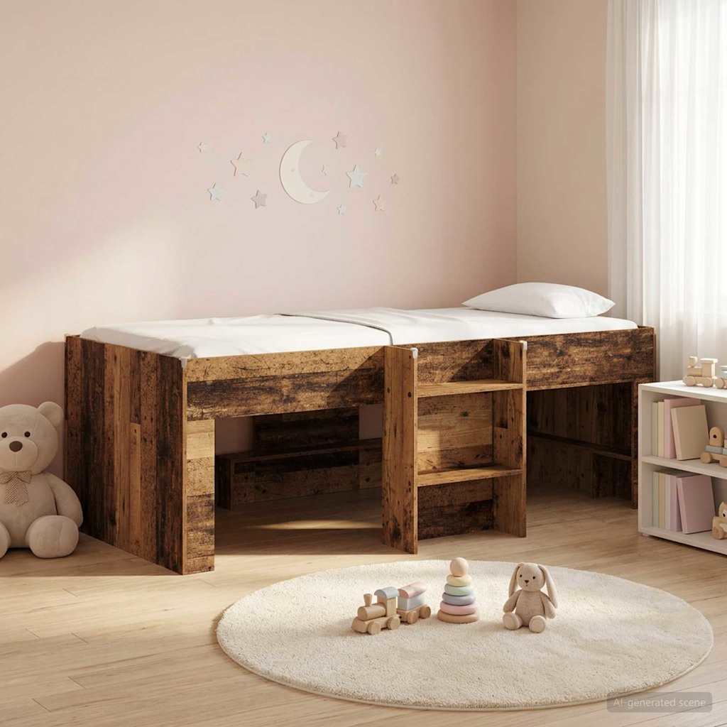Kreveta za visoko spavanje djece 2 pcs Staro drvo 90 x 190 cm