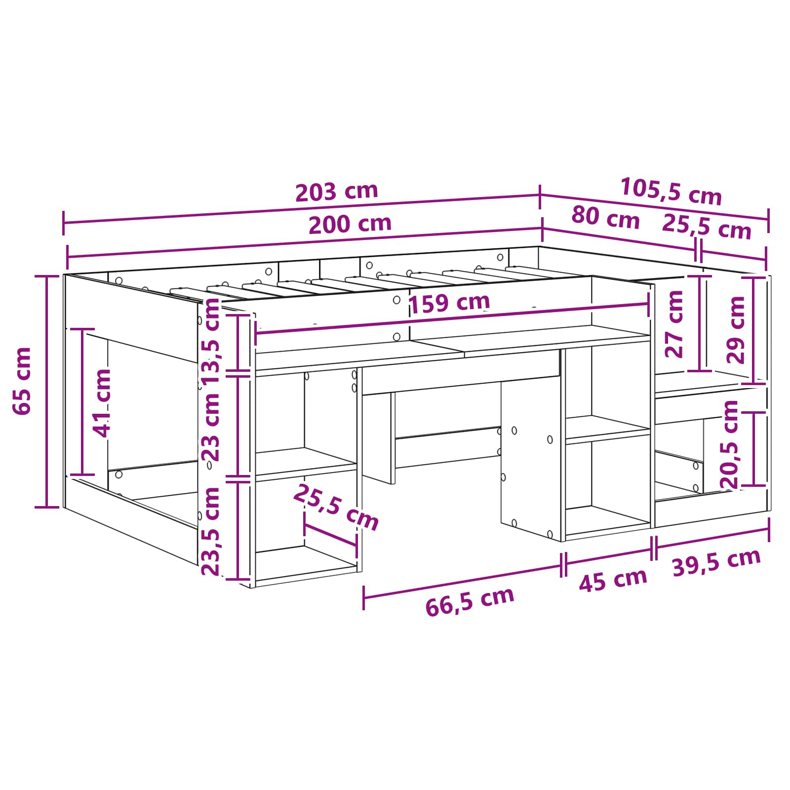 Krevet za djecu s ladicama Hrast sonoma 80 x 200 cm