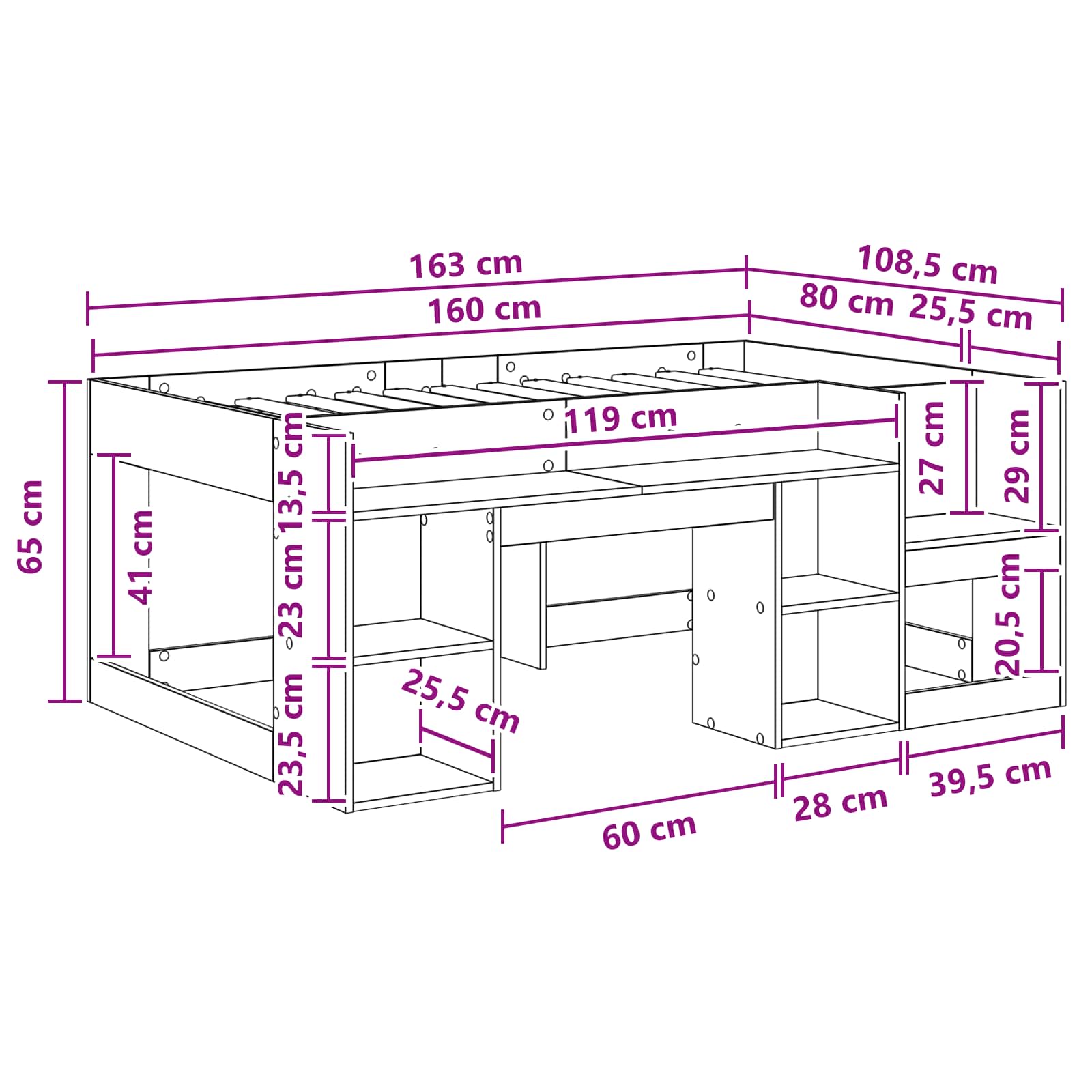 Krevet za djecu s ladicama Bijela 80 x 160 cm Konstruirano drvo