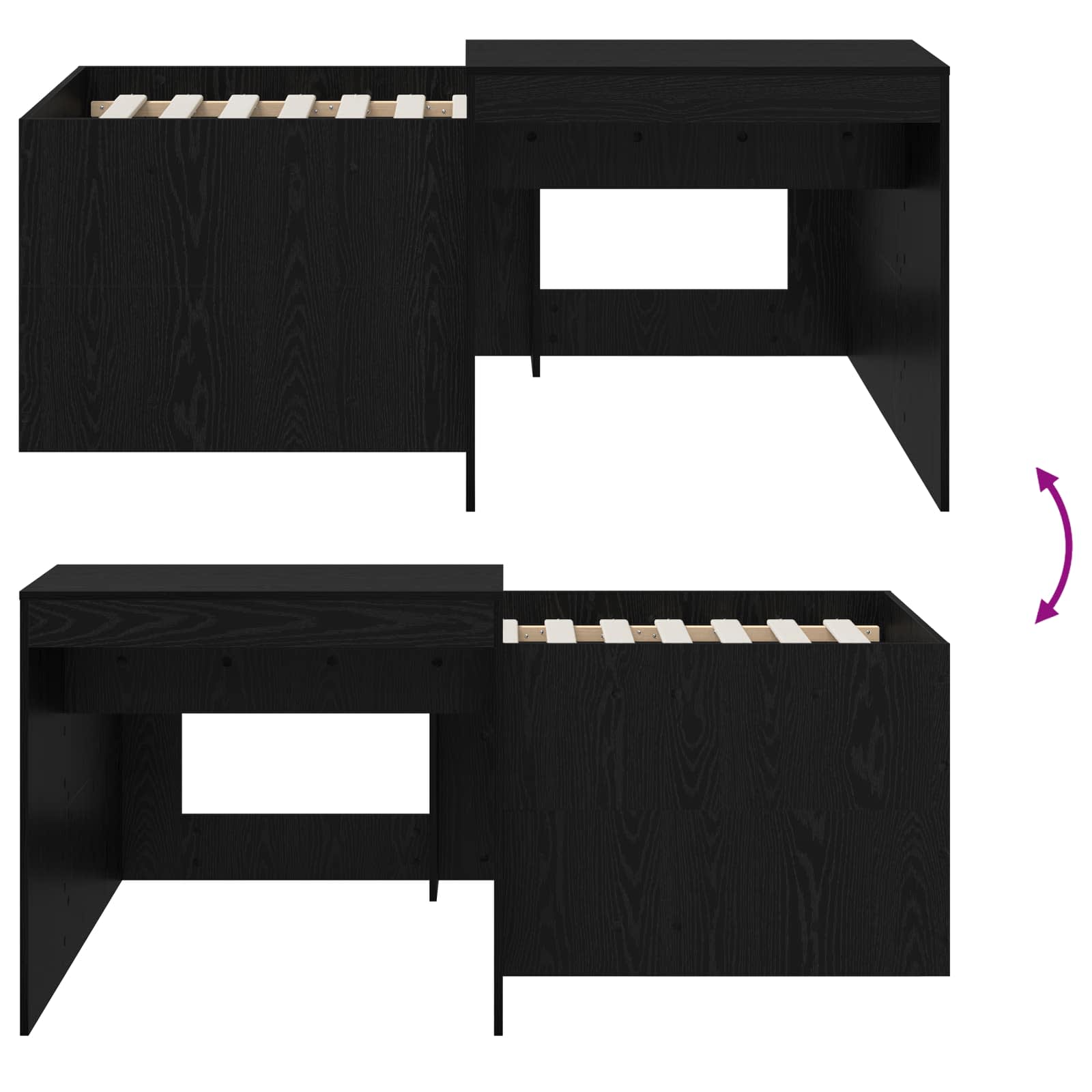 Krevet za djecu s visokim okvirom i stolom Crna 80 x 160 cm