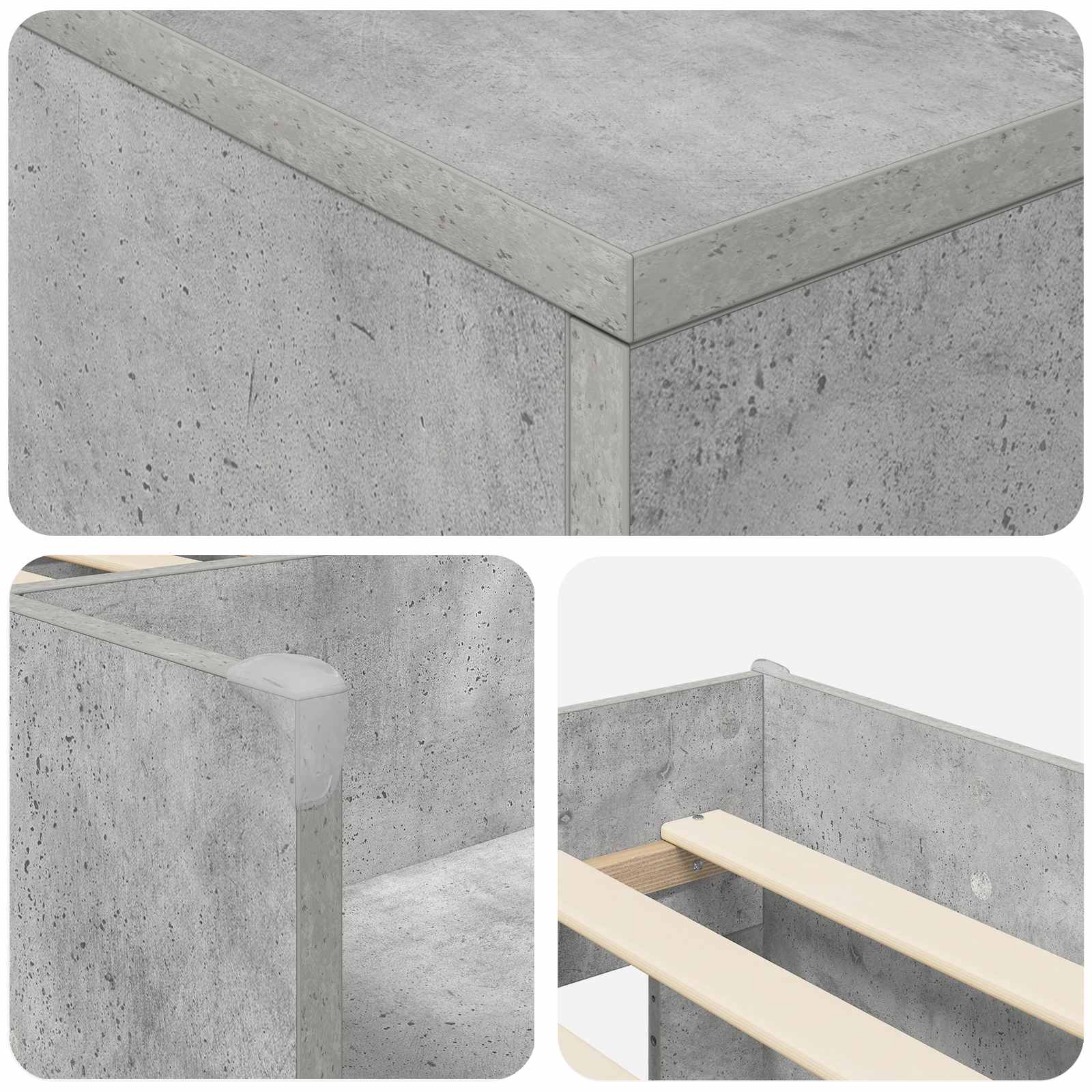Loft krevet s ormarom 3 kom. Betonska siva Konstruirano drvo