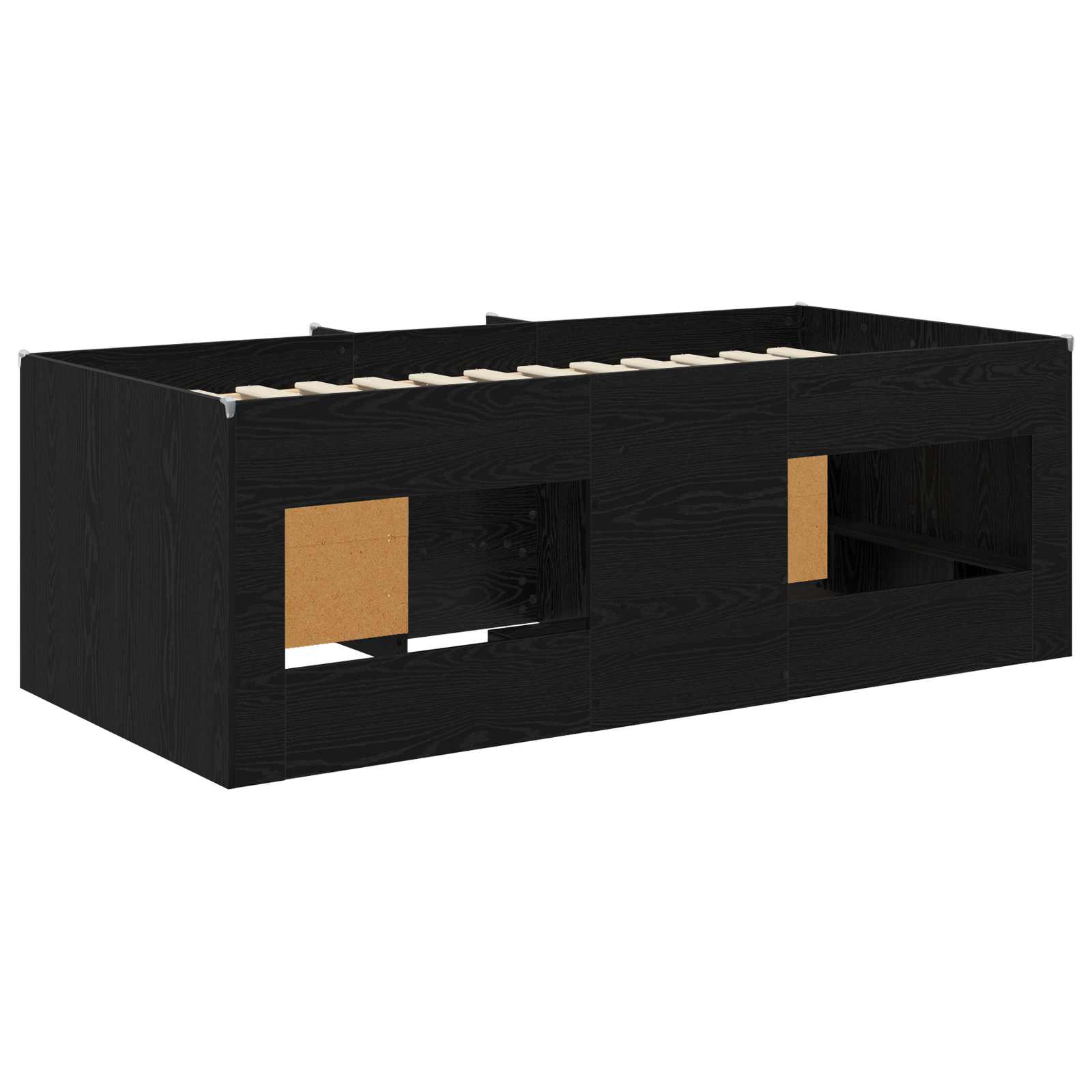 Loft krevet s ormarom s pohranom 3 pcs Crna Konstruirano drvo