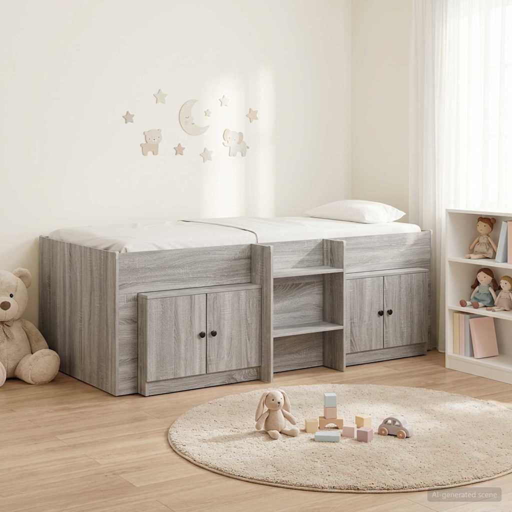 Loft krevet s ormarom 3 kom. Siva Sonoma Konstruirano drvo
