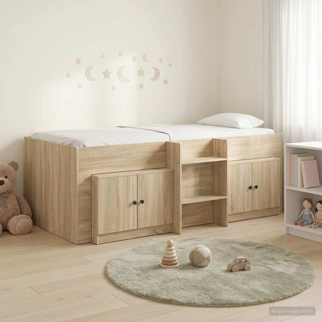 Loft krevet s ormarom 3 kom. Hrast sonoma Konstruirano drvo