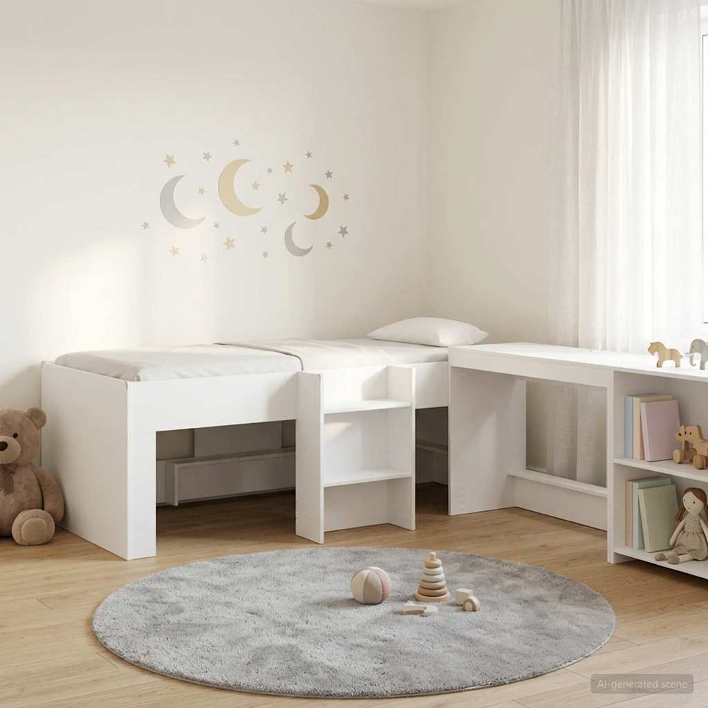 Krevet za djecu s visokim okvirom i stolom Bijela 80 x 200 cm