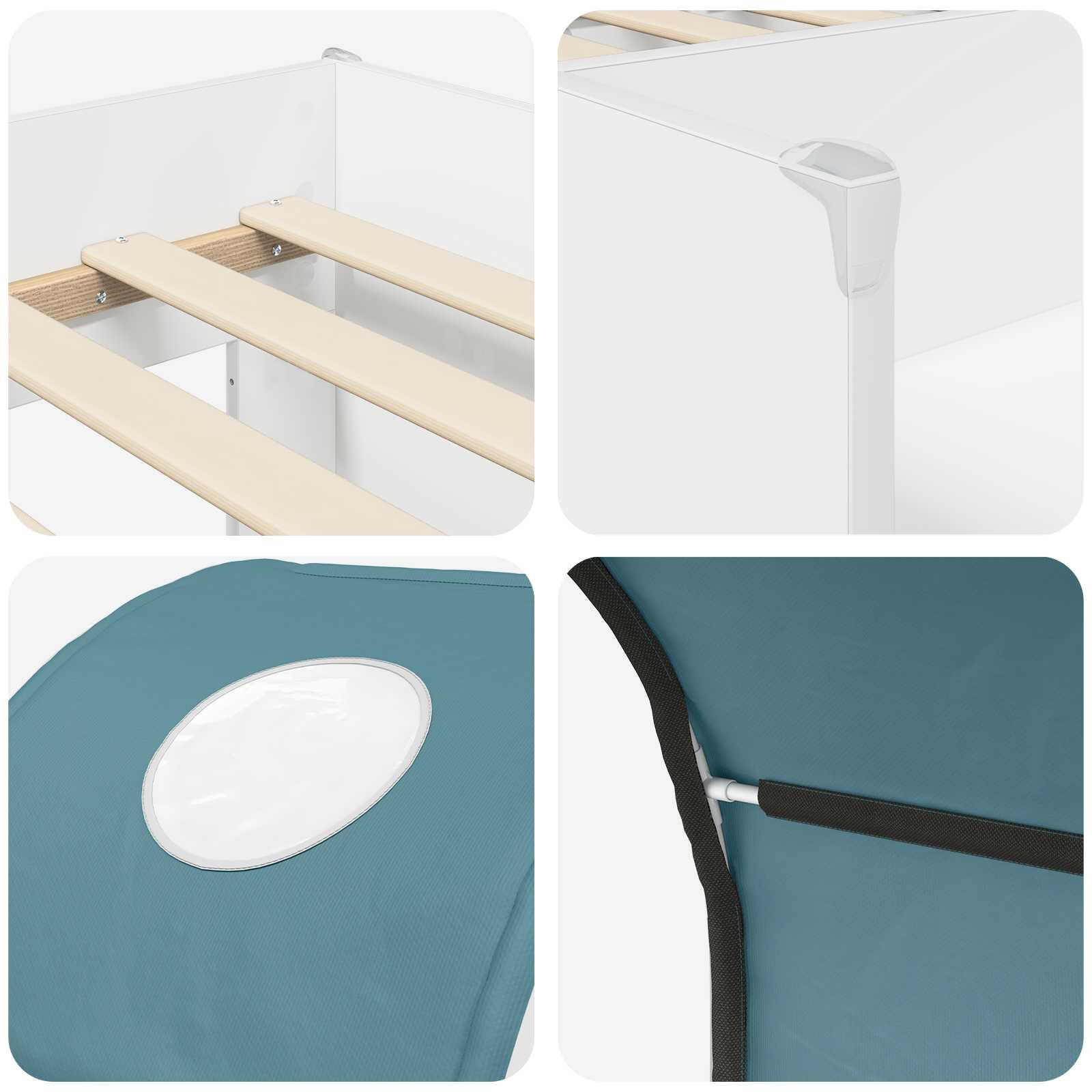 Krevet s Tunelom 4 pcs Bijela i svjetloplava Konstruirano drvo