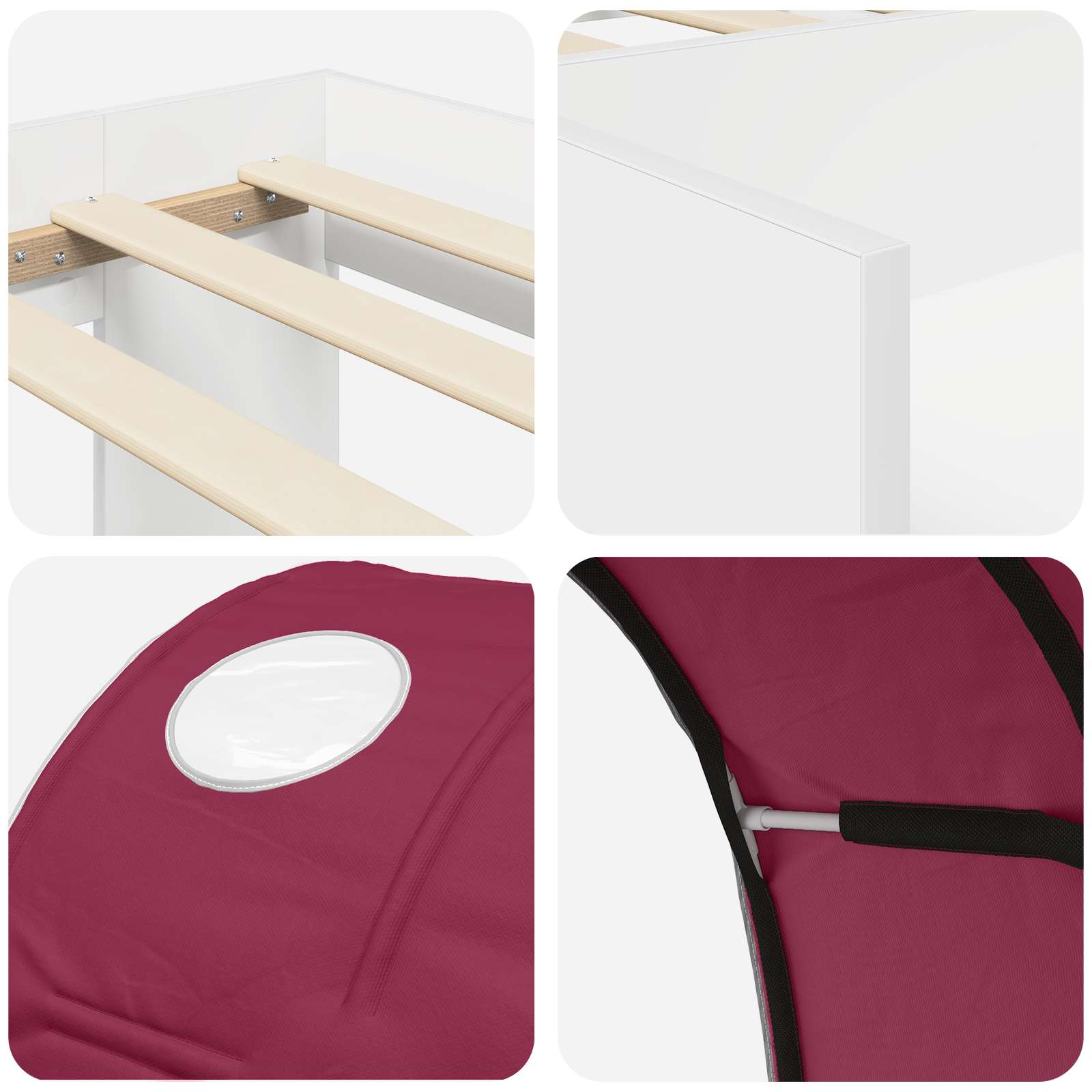 Krevet s Tunnels 4 pcs Bijela i crvena Konstruirano drvo