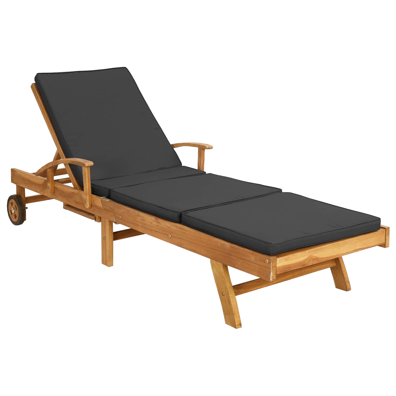 Ležaljka 1-osoba Smeđa i tamno siva Čvrsto teak drvo