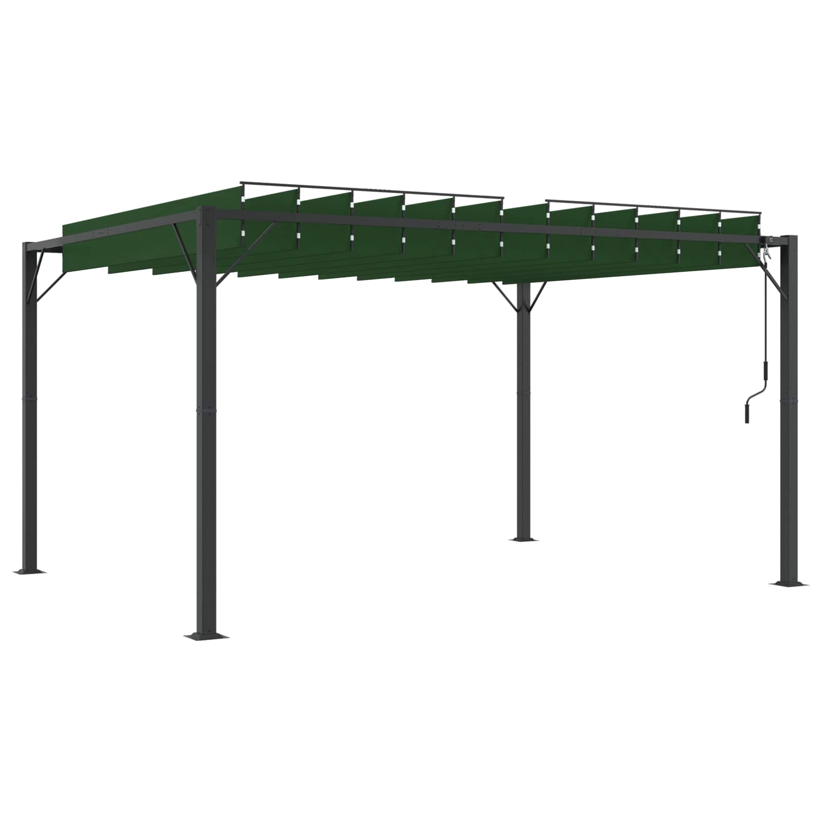 Gazebo s krovom s roletnom Zelena 3 x 4 x 2,14 m
