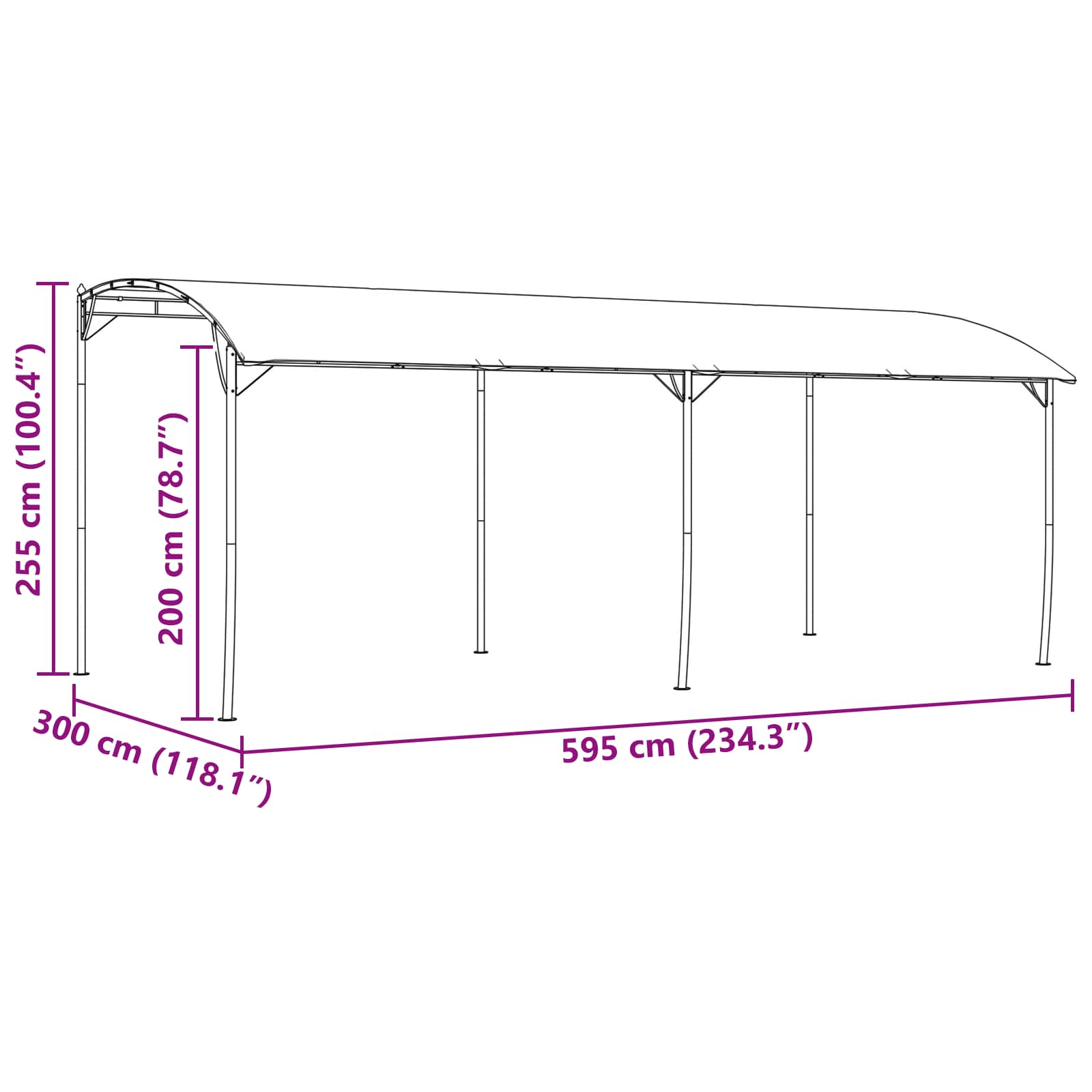 Gazebo 6 x 3 x 2,55 m Zelena Tkanina i Aluminij 180