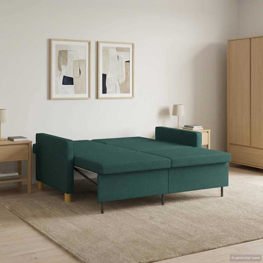 Krevet-sofa na razvlačenje Tamnozelena Tkanina
