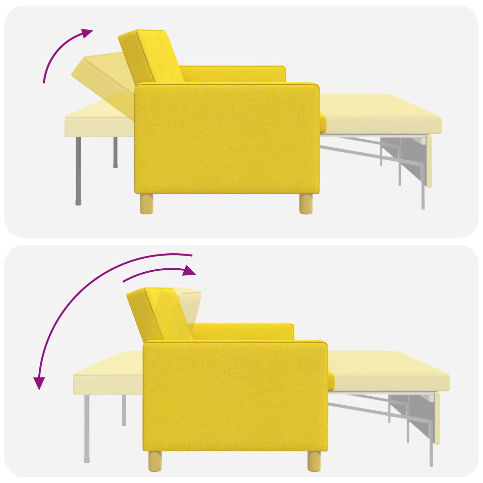 Krevet-sofa na razvlačenje Svijetlo žuta Tkanina