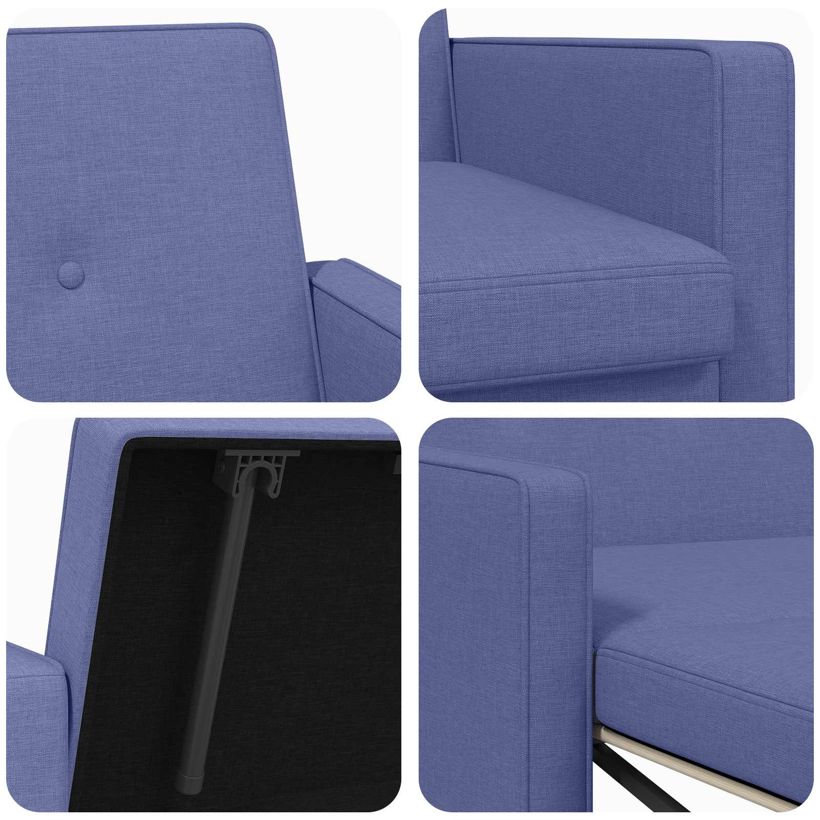 Krevet-sofa na razvlačenje Traper plava Tkanina