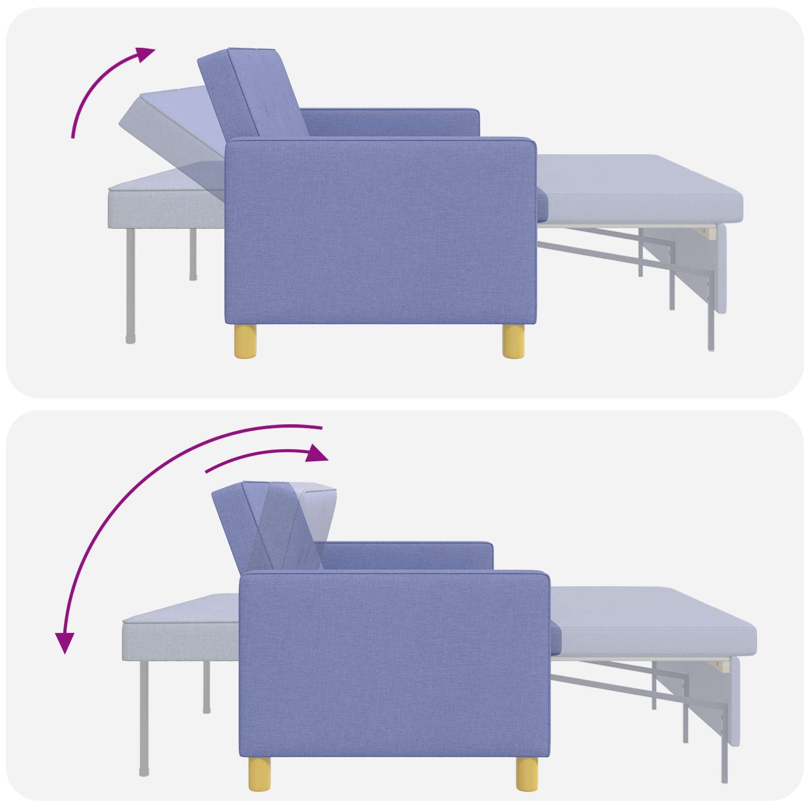 Krevet-sofa na razvlačenje Traper plava Tkanina