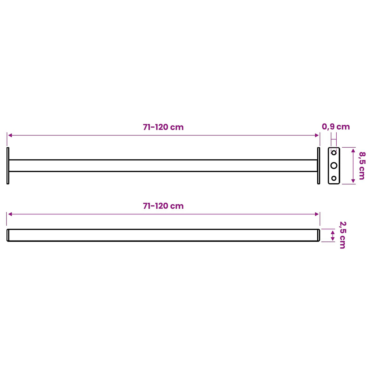 Podesiva sigurnosna šipka za prozore Crna 710 -1200 mm Čelik