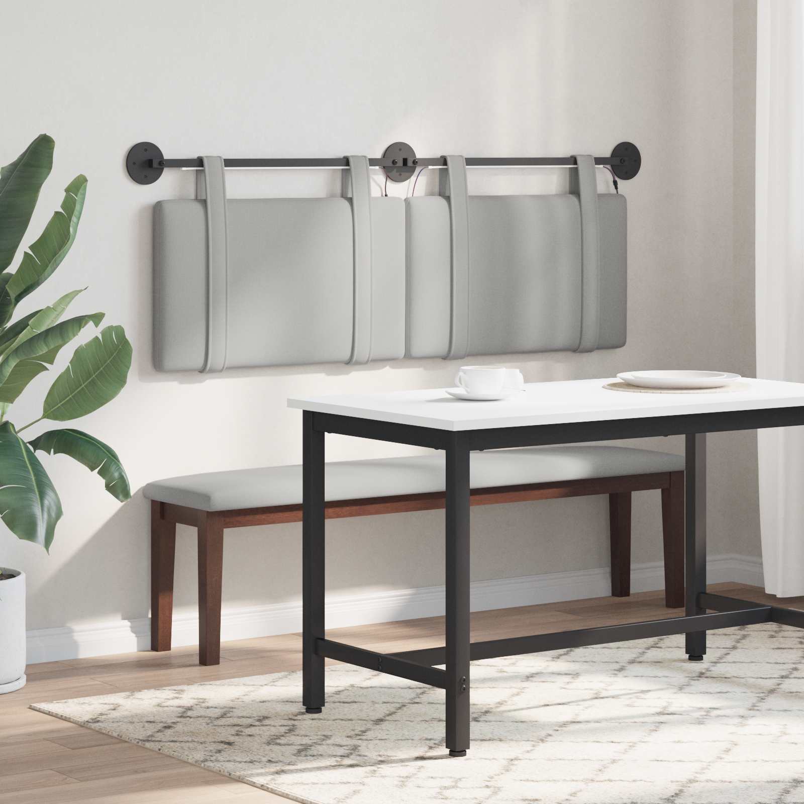 Viseće uzglavlje kreveta S LED svjetlom Oblačnosiva Tkanina