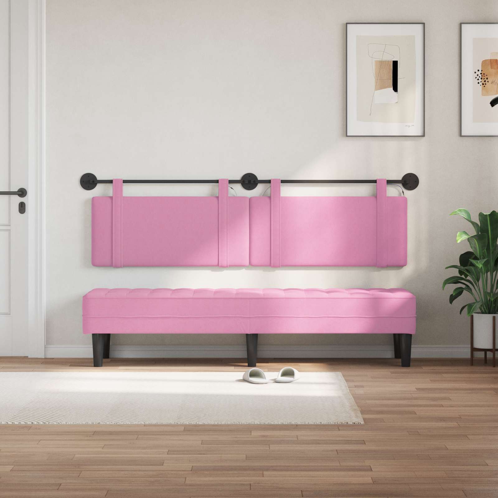 Viseće uzglavlje kreveta S LED svjetlom Ružičasta Tkanina