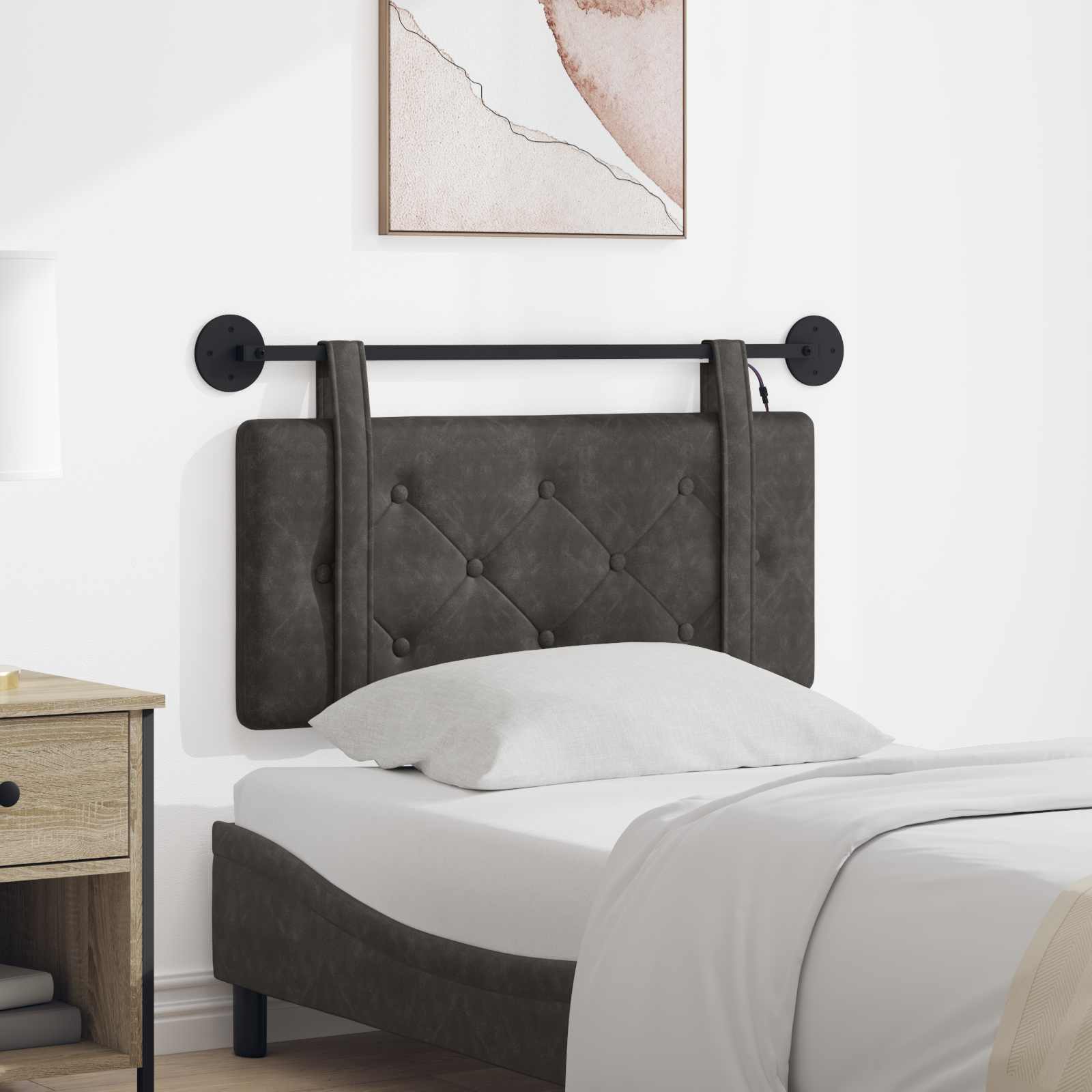 Viseće uzglavlje kreveta S LED svjetlom Crna Antikni PU