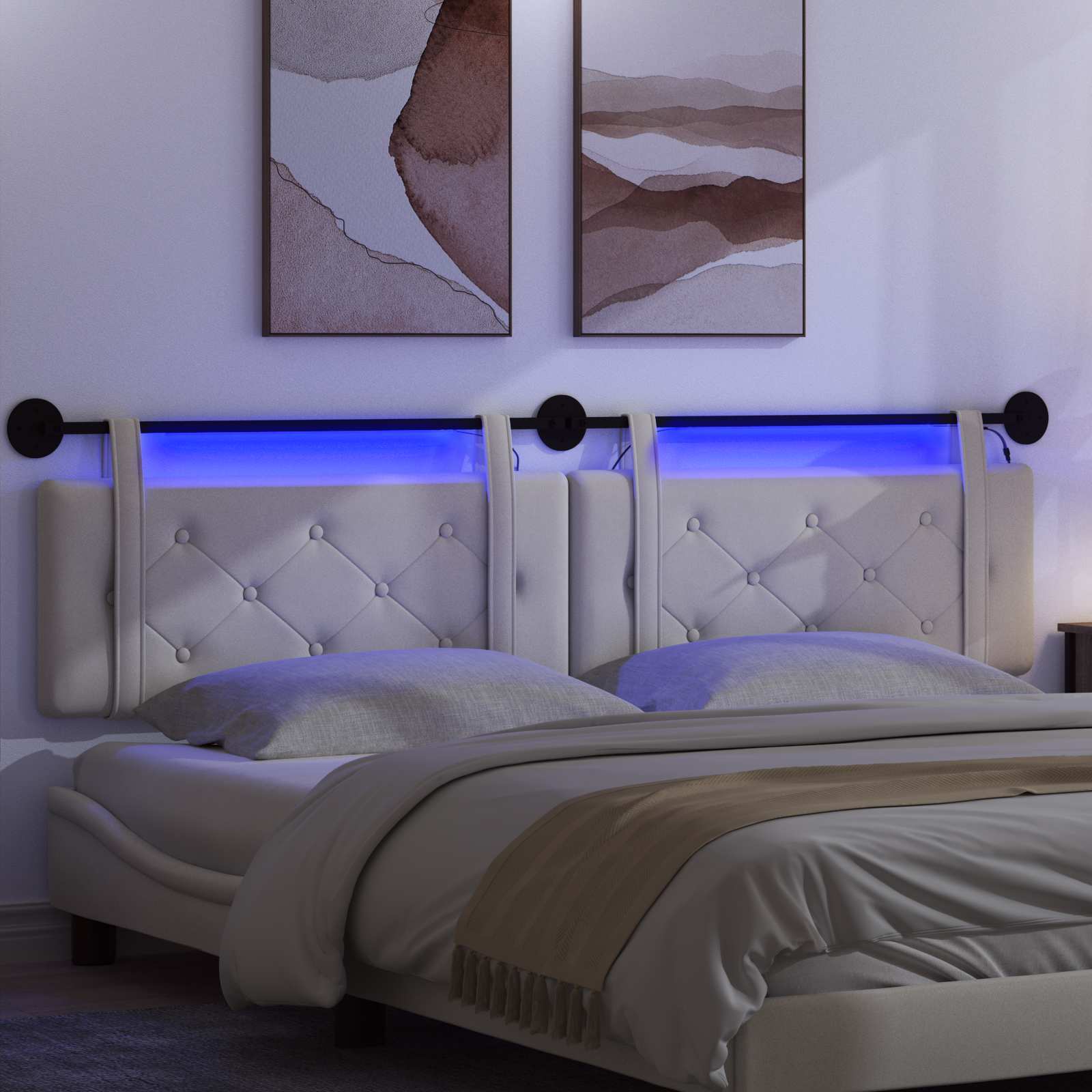 Viseće uzglavlje kreveta S LED svjetlom Krem Baršun