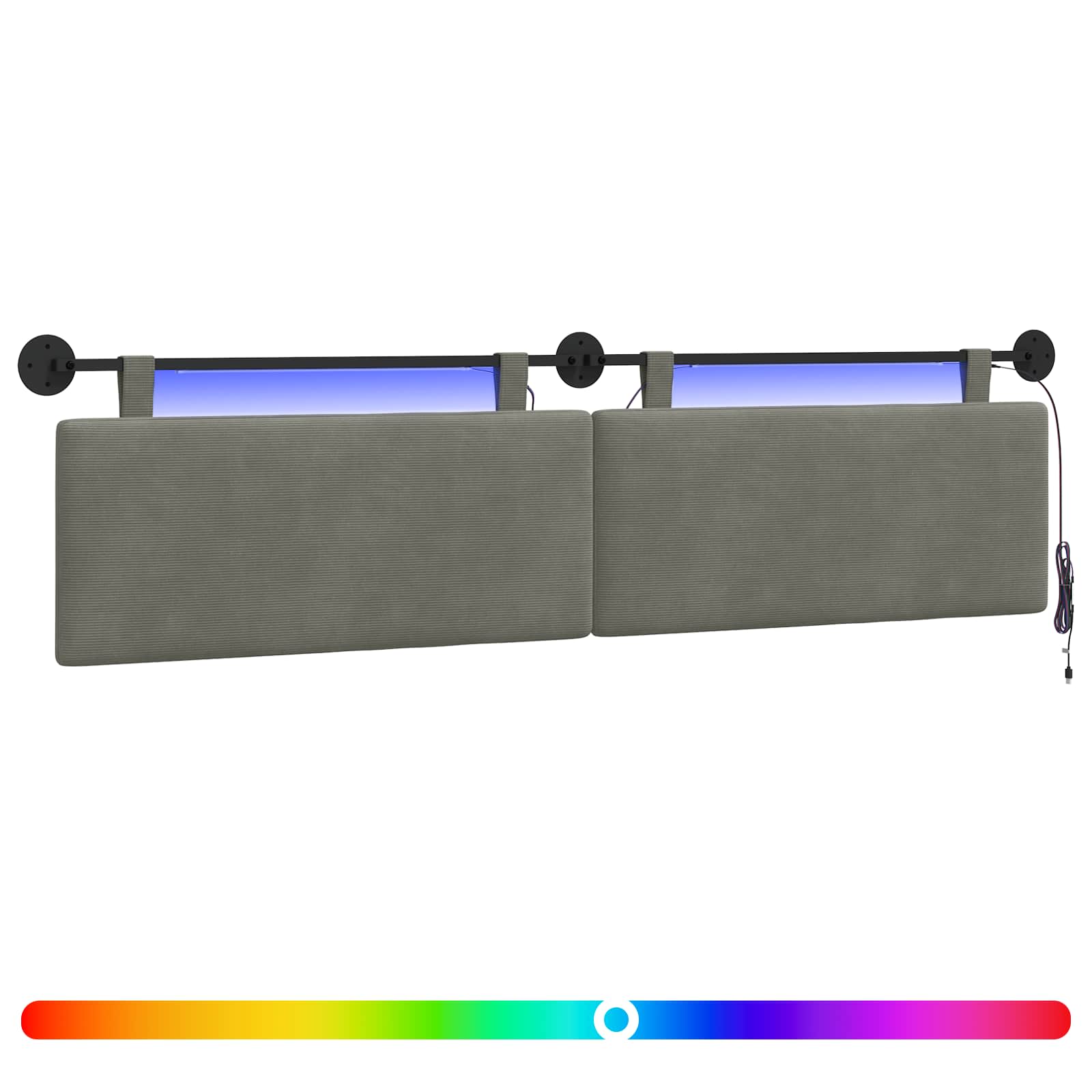 Viseće uzglavlje kreveta Svjetlosiva Kordura tekstil