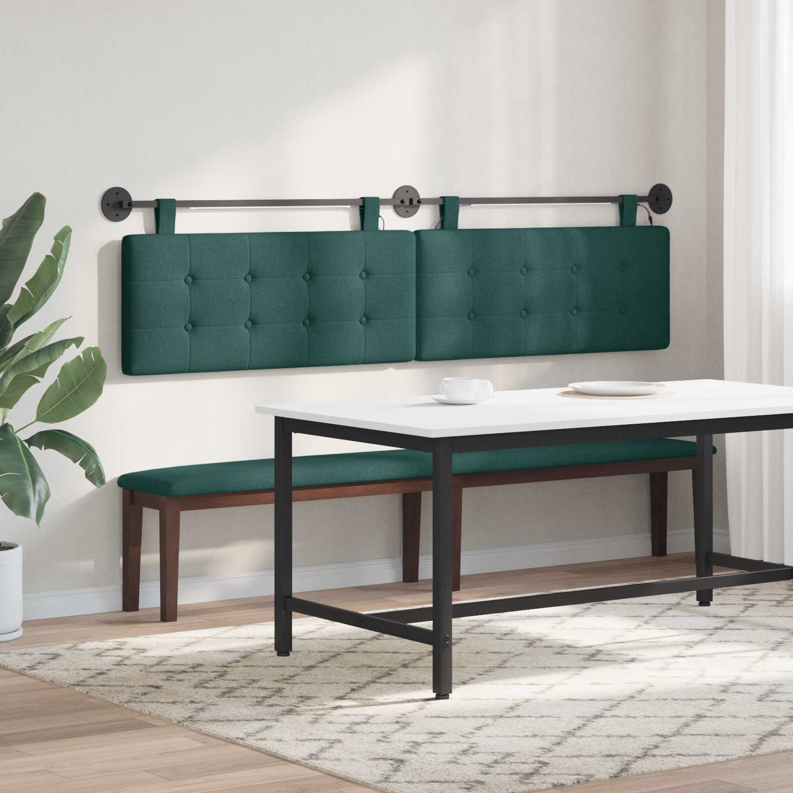 Viseće uzglavlje kreveta S LED svjetlom Tamnozelena Tkanina