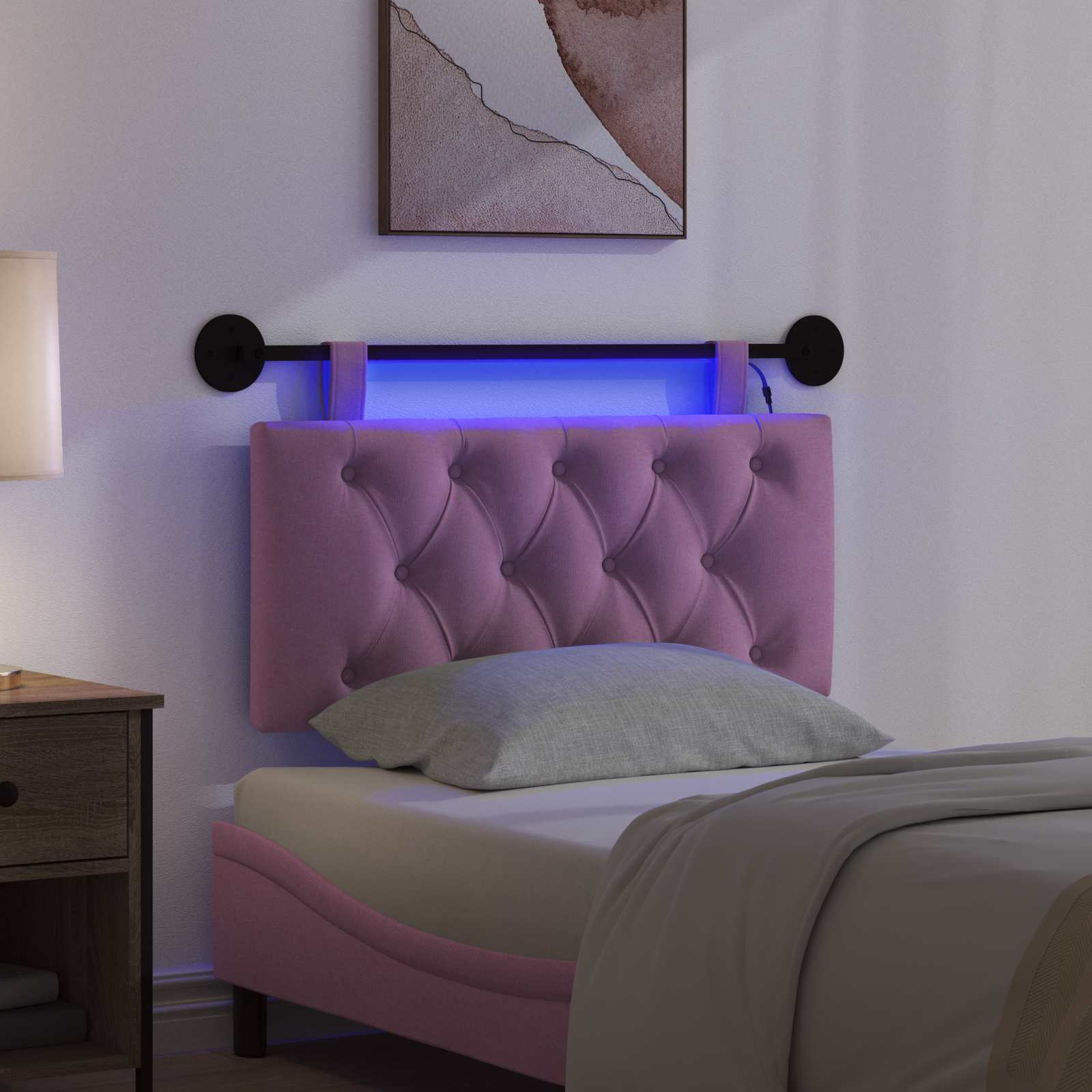 Viseće uzglavlje kreveta S LED svjetlom Ružičasta Tkanina
