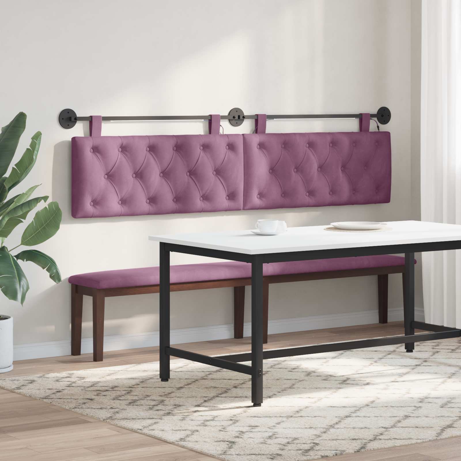 Viseće uzglavlje kreveta S LED svjetlom Ljubičasta Baršun