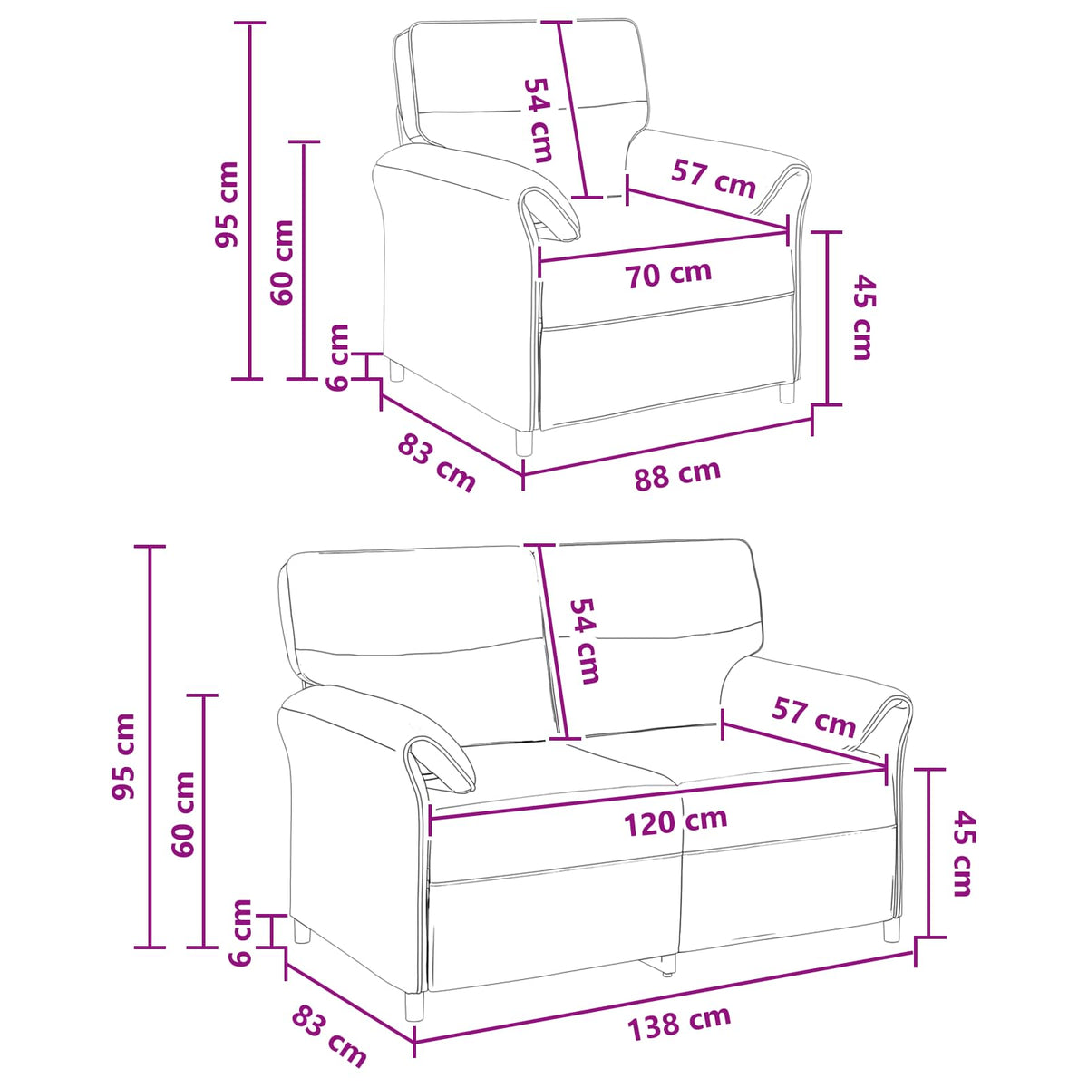 Set sofe 2 kom. Tamno žuta Tkanina