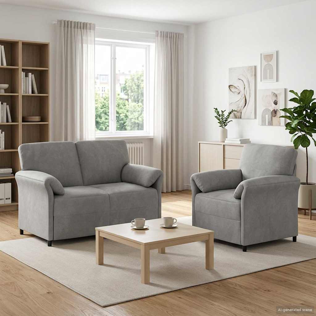 Set sofe 2 kom. Svjetlosiva Baršun