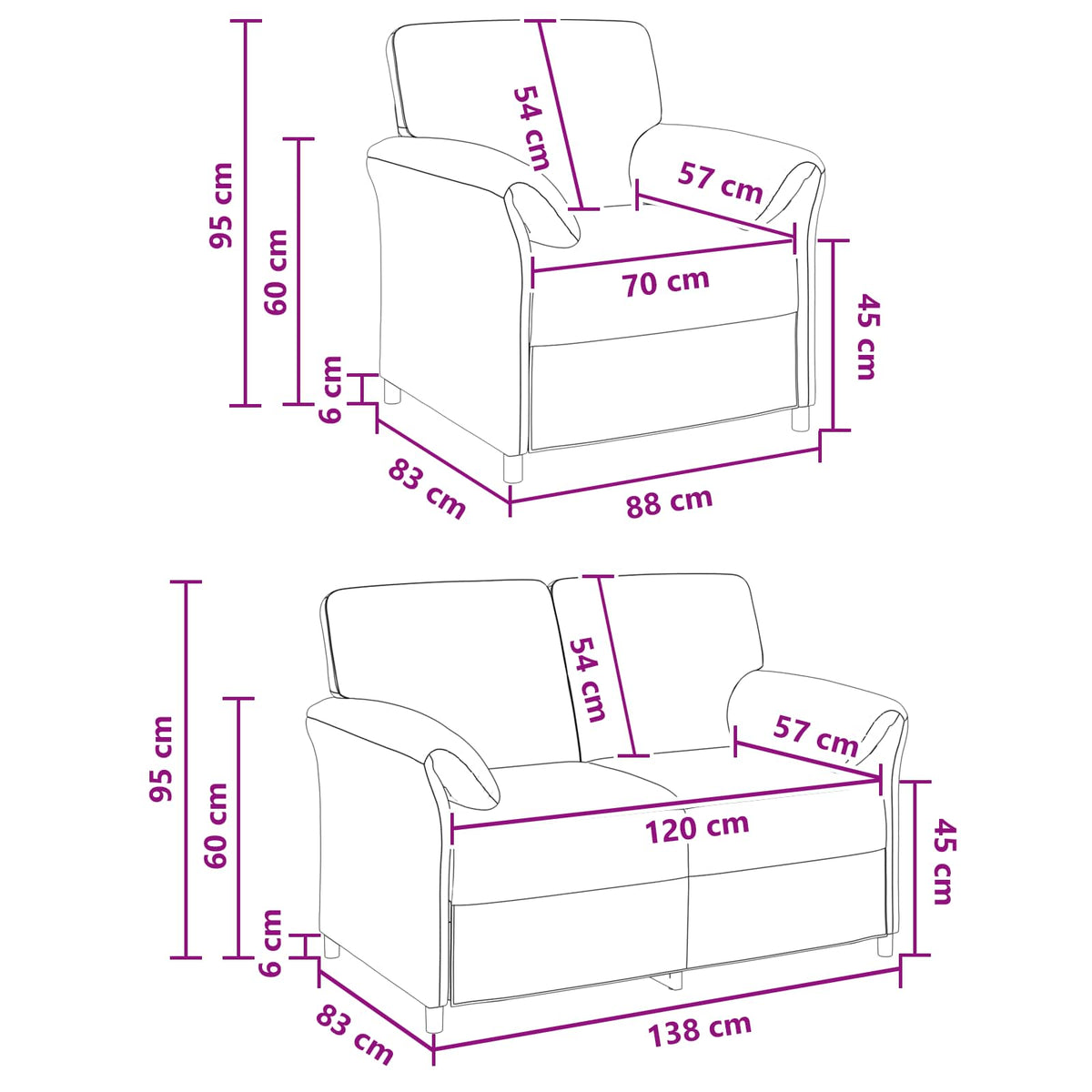 Set sofe 2 kom. Ružičasta Baršun