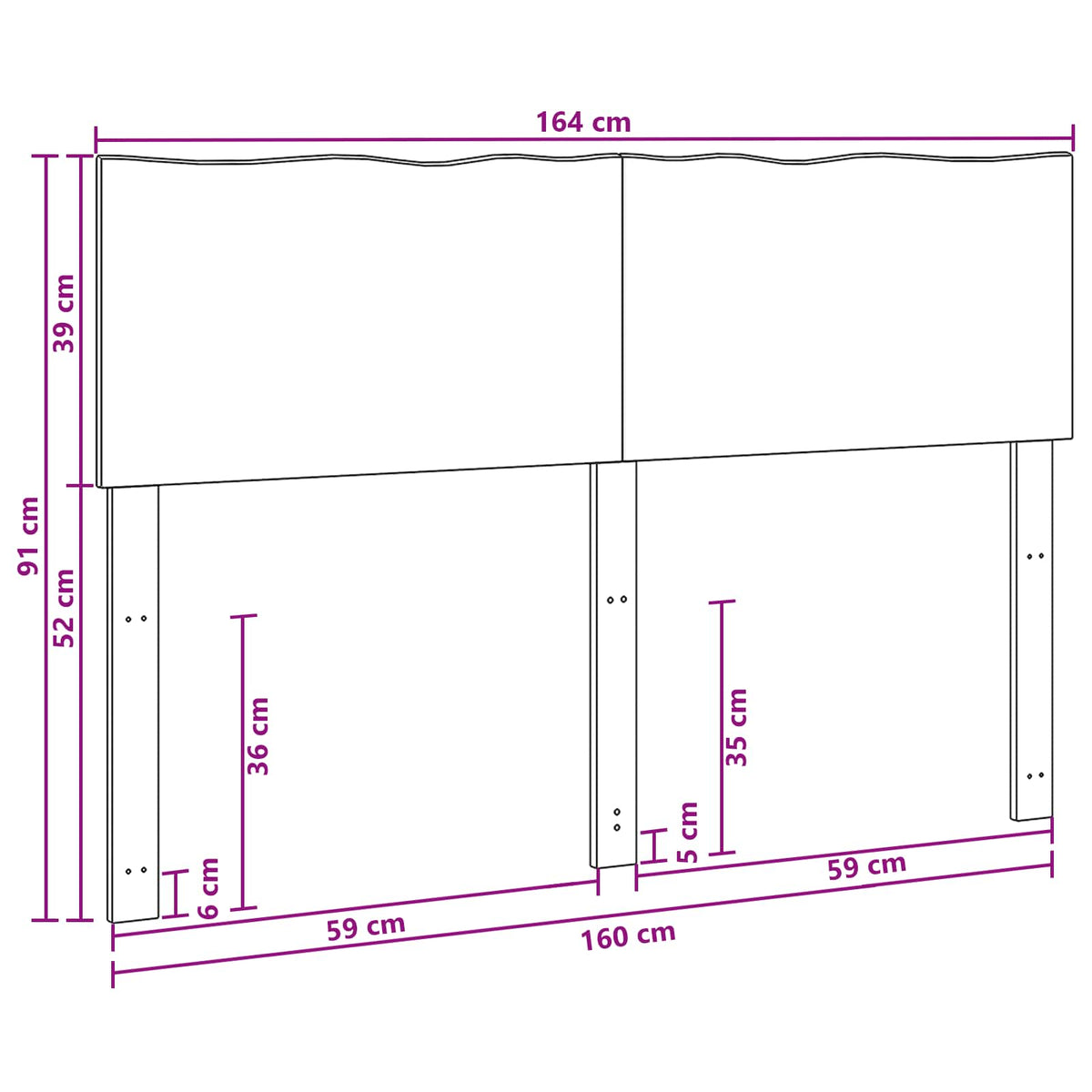 Uzglavlje s prirodnim rubom ROSTOCK Tamno smeđa 160 cm