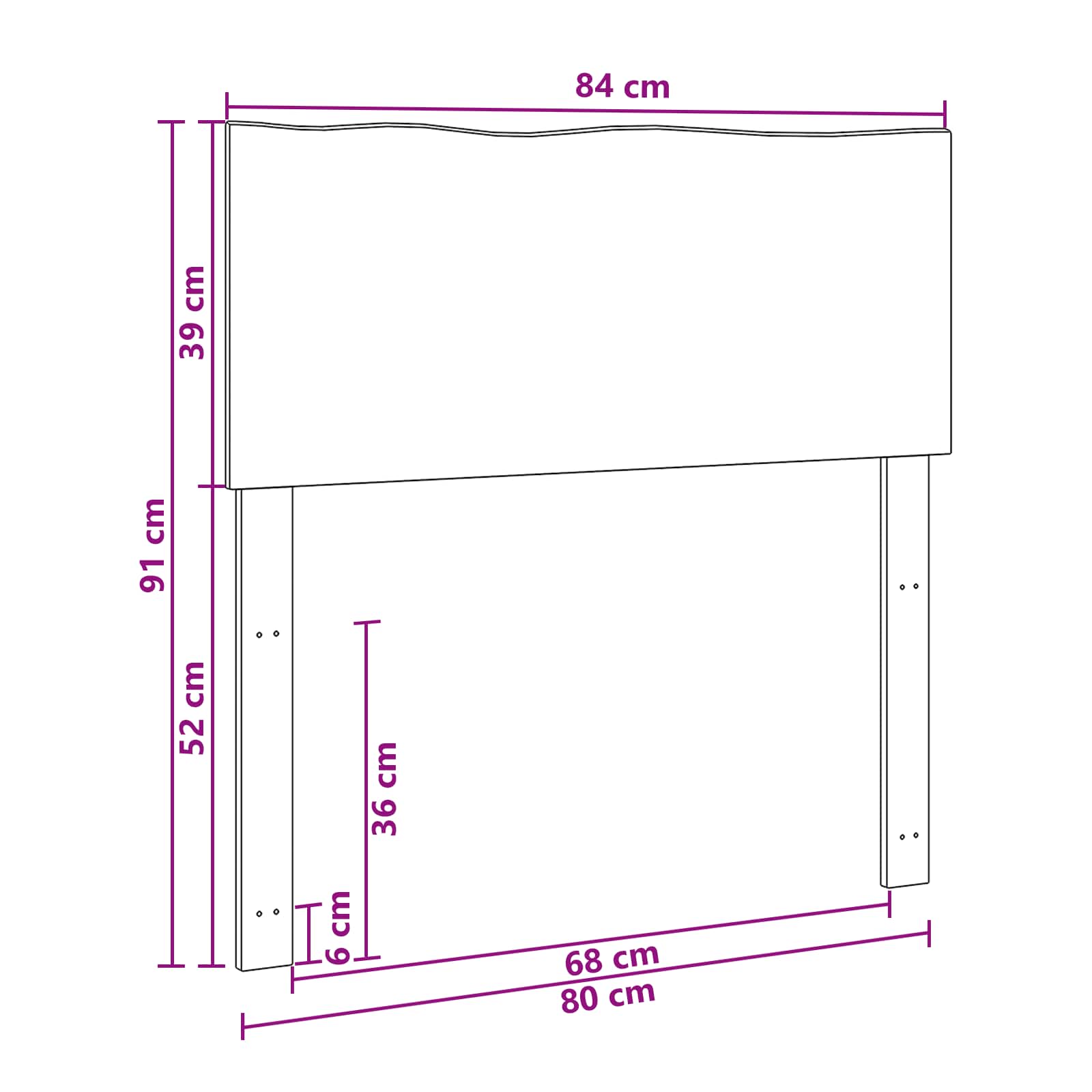 Uzglavlje s prirodnim rubom ROSTOCK Bijela 80 cm