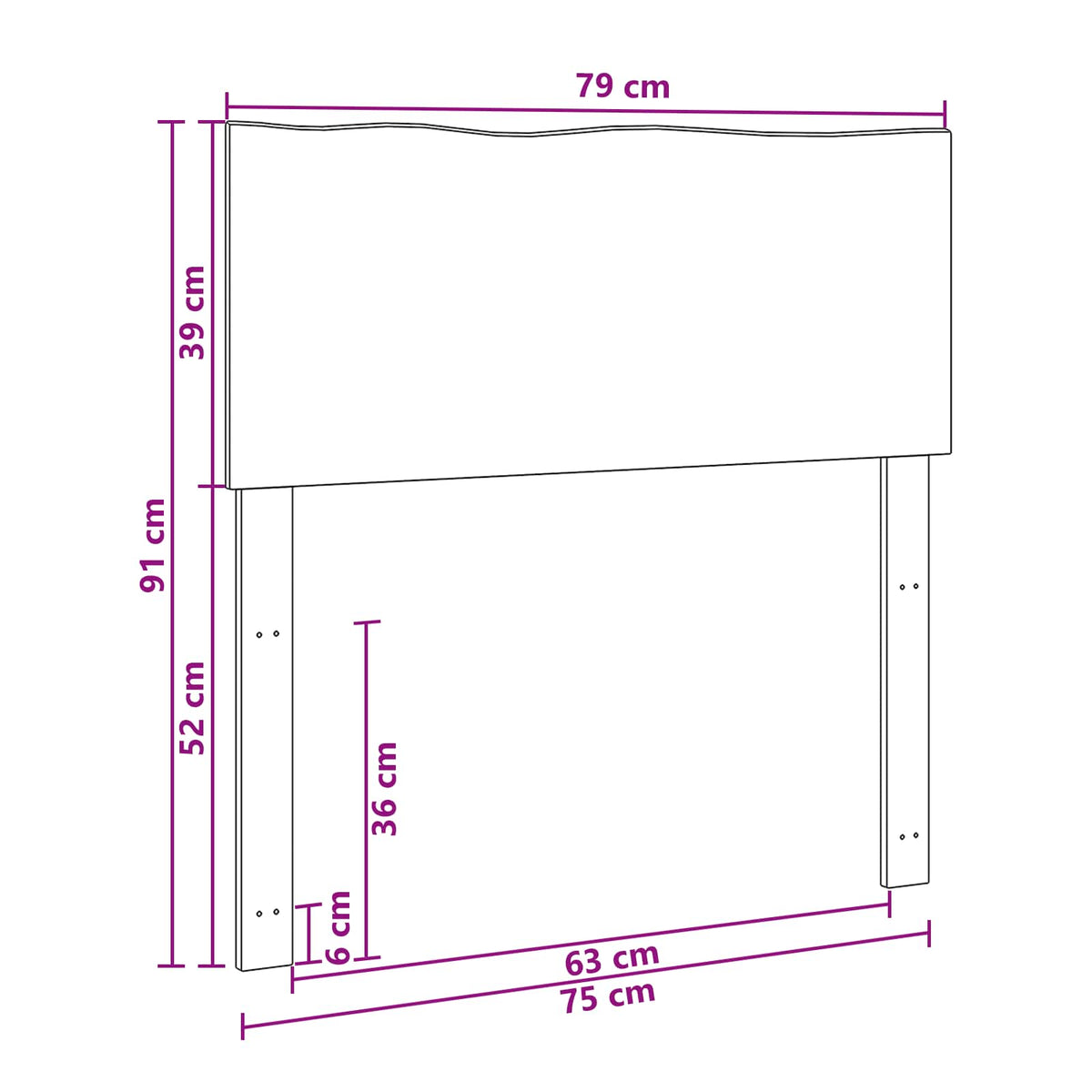 Uzglavlje s prirodnim rubom ROSTOCK Prirodna 75 cm