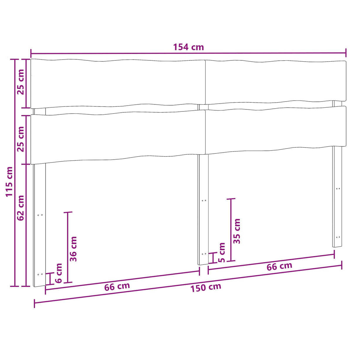 Uzglavlje s prirodnim rubom ROSTOCK Bijela 150 cm