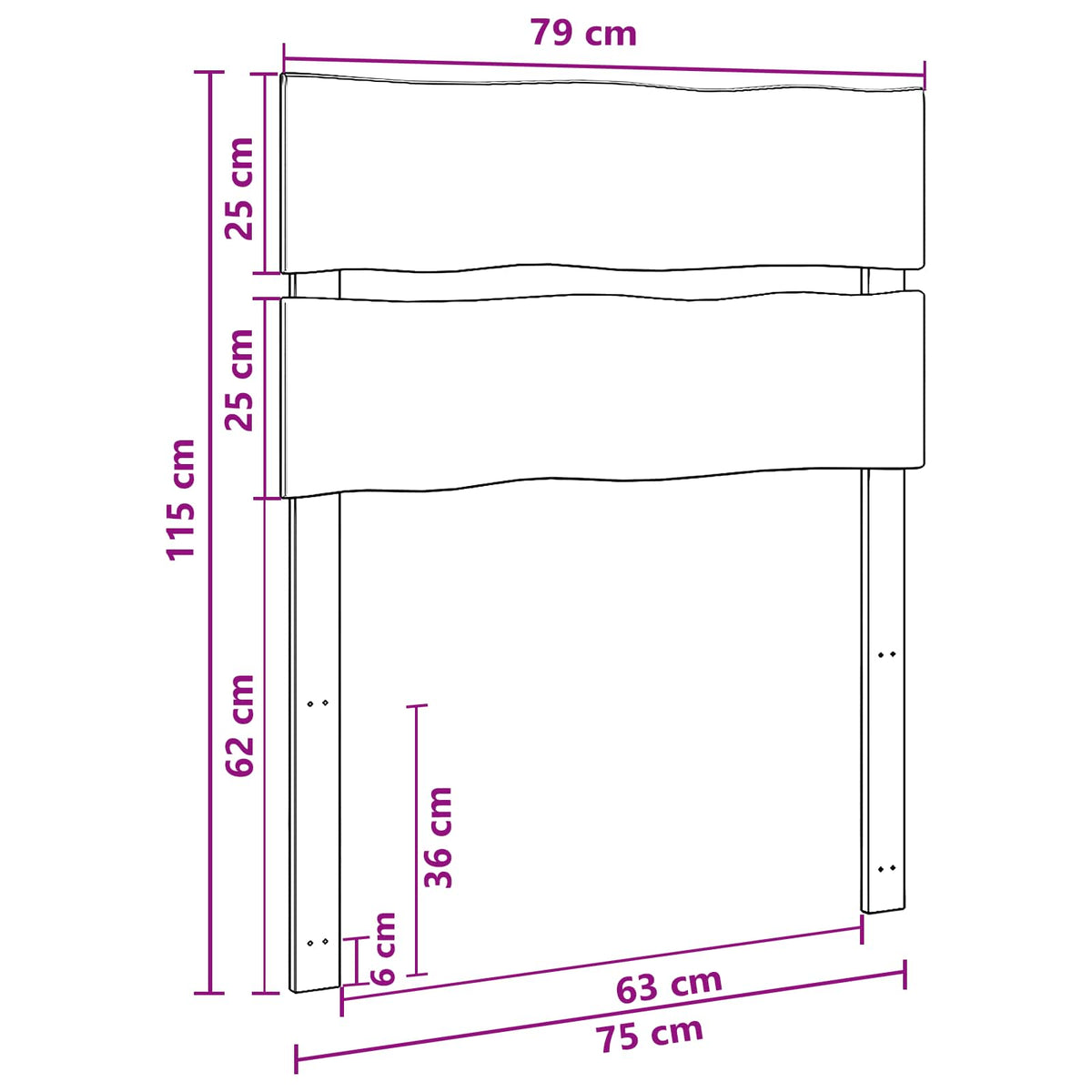 Uzglavlje s prirodnim rubom ROSTOCK Prirodna 75 cm