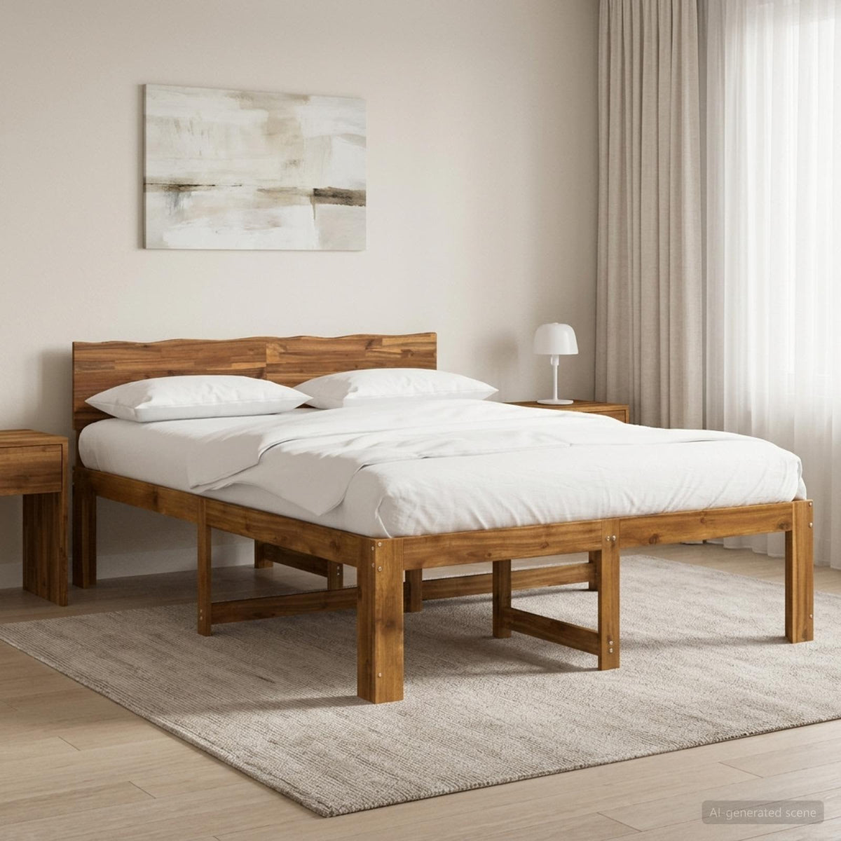 Krevetni okvir s uzglavljem ROSTOCK Prirodna 140 x 190 cm