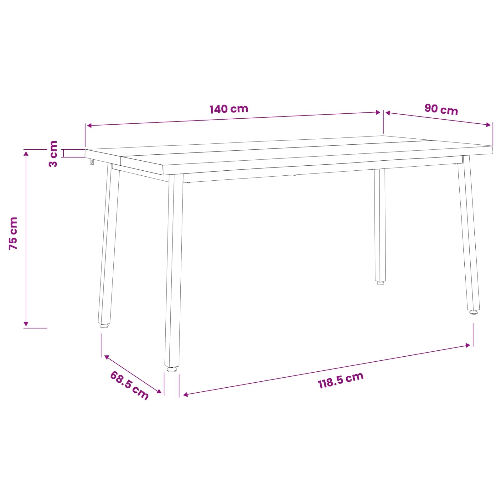 Stol za blagovanje s prirodnim rubom 140 x 90 x 75 cm Prirodna