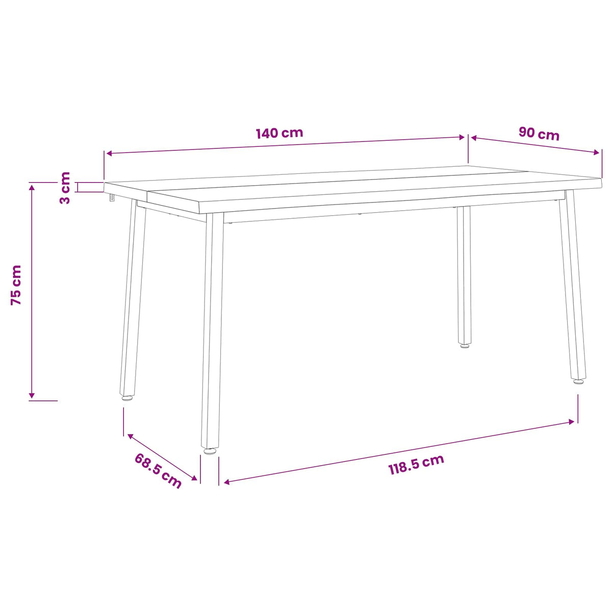 Stol za blagovanje s prirodnim rubom 140 x 90 x 75 cm Prirodna