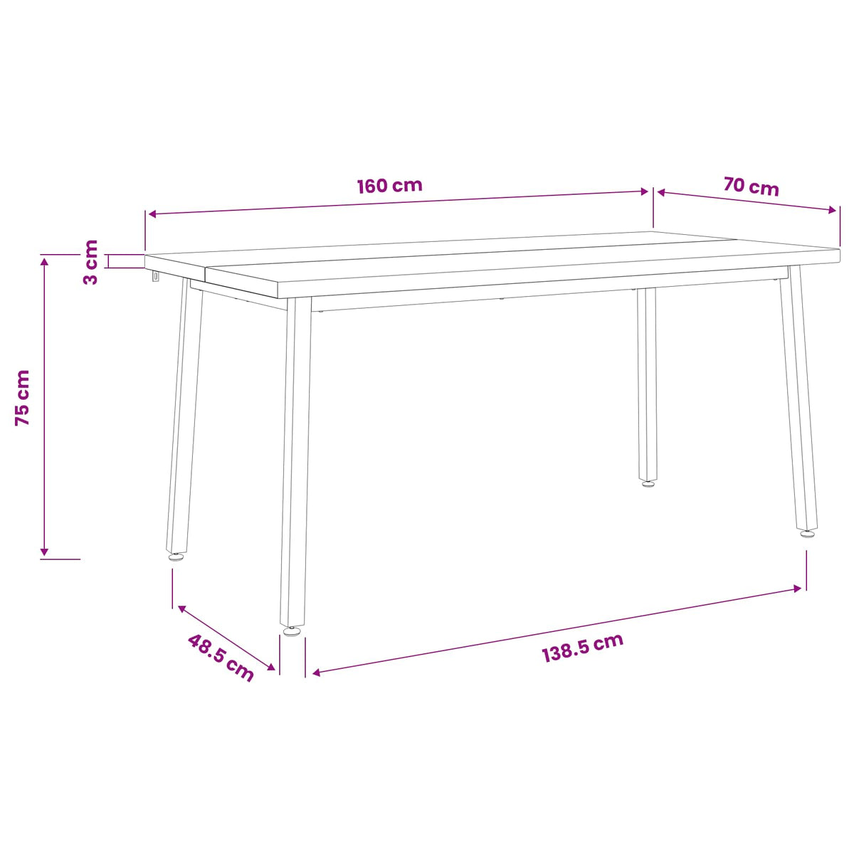 Kvadratni blagovaonski stol 160 x 70 x 75 cm Tamno smeđa