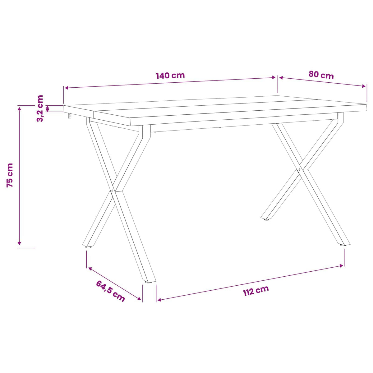 Stol za blagovanje s prirodnim rubom 140 x 80 x 75 cm Prirodna