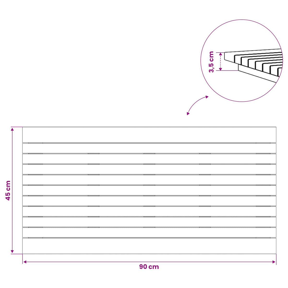 Gornji dio stola 90 x 45 x 3,5 cm Pravokutni Čvrsto teak drvo