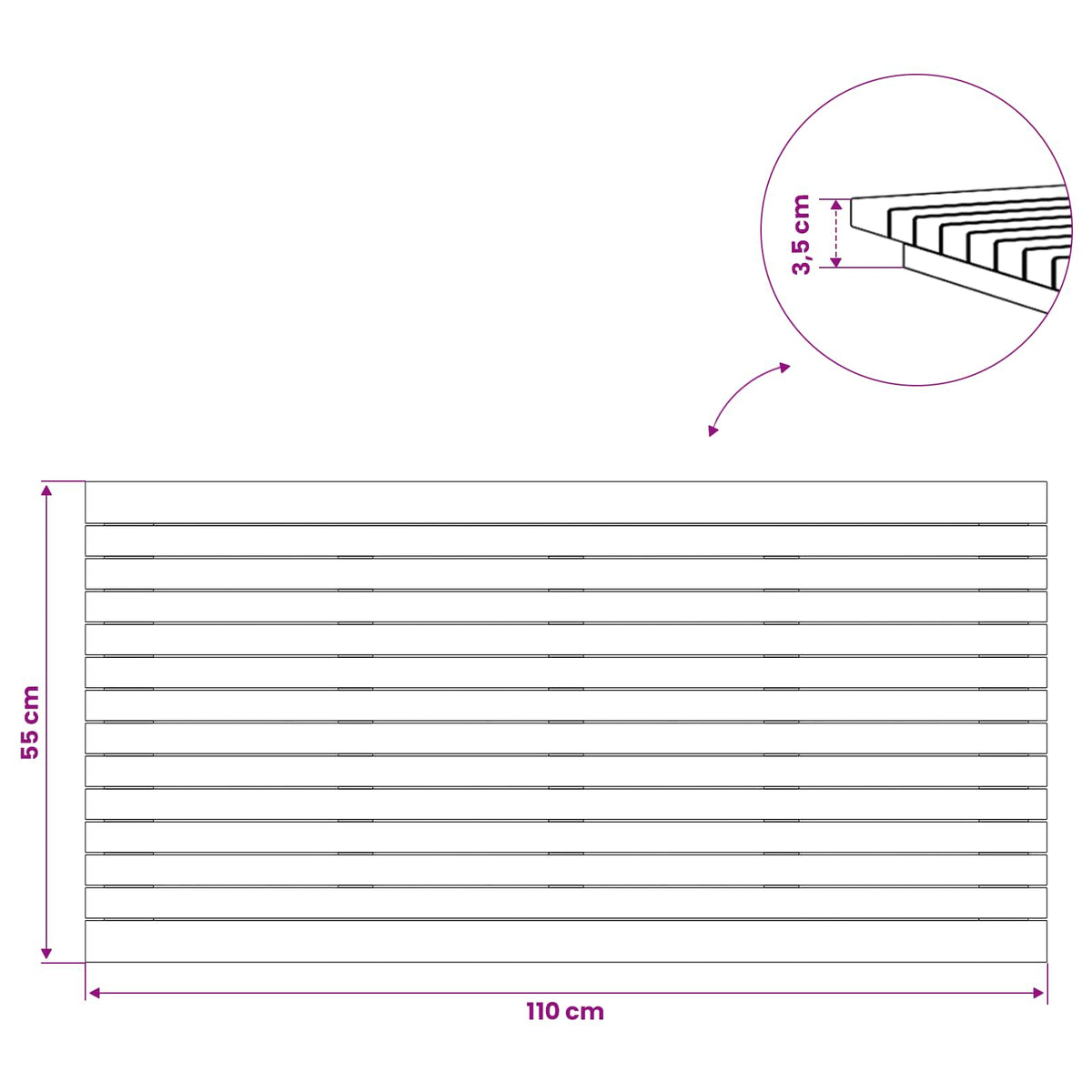 Gornji dio stola 110 x 55 x 3,5 cm Pravokutni Čvrsto teak drvo